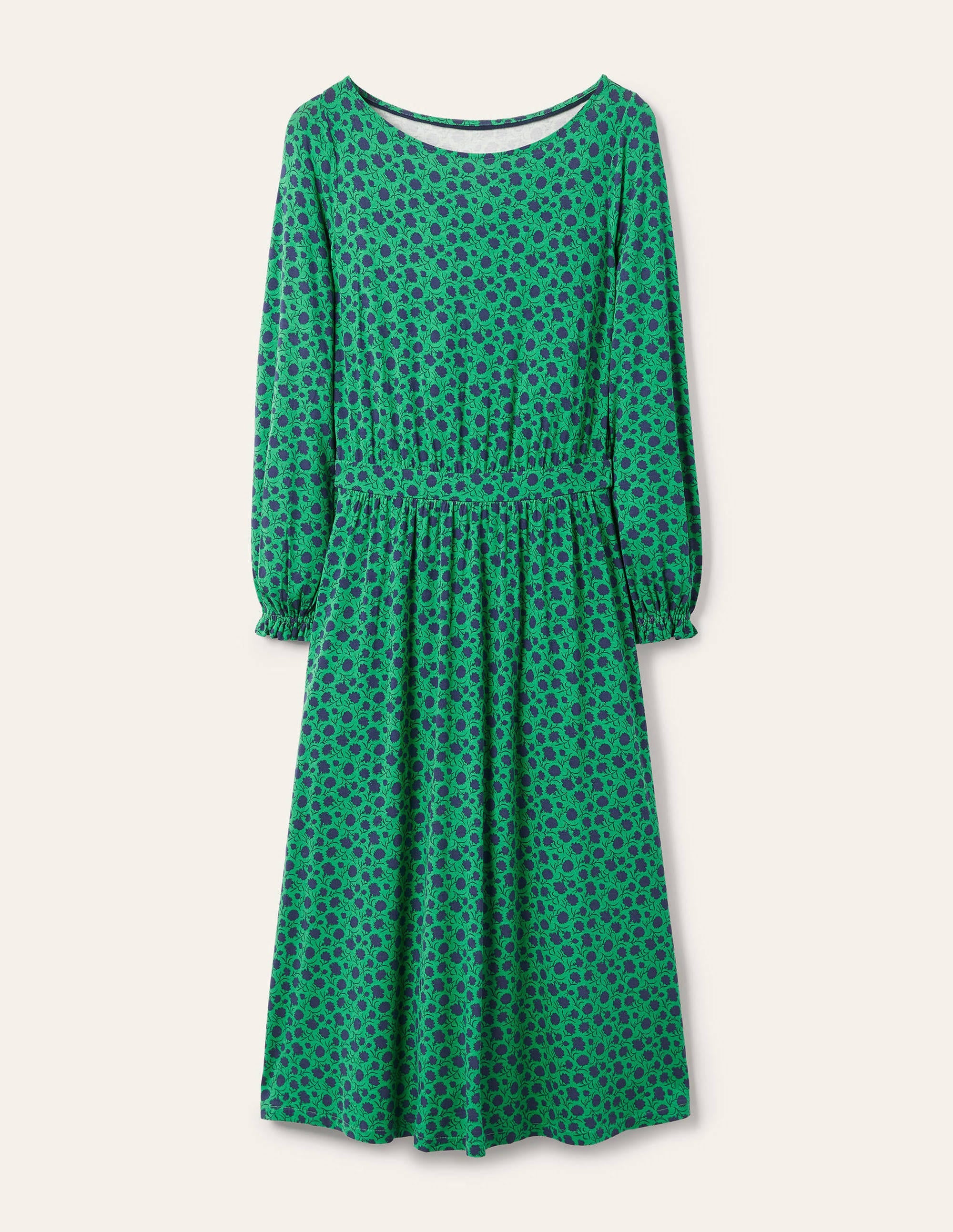 Robe midi Evelyn en jersey-Vert printemps, motif Leafy Bud - Image 6