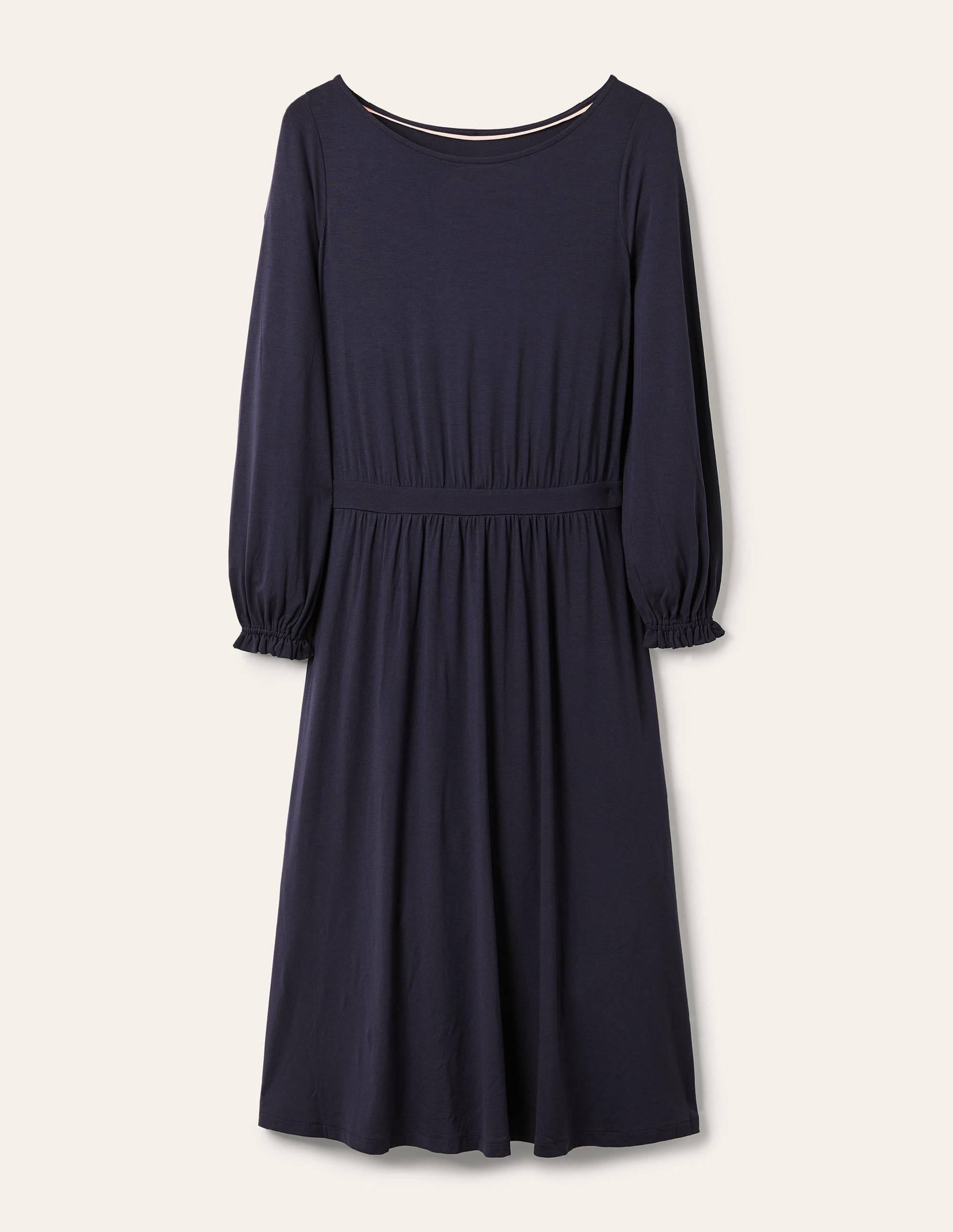 Robe midi Evelyn en jersey-Bleu marine - Image 5
