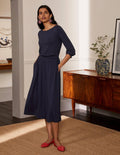 Robe midi Evelyn en jersey-Bleu marine