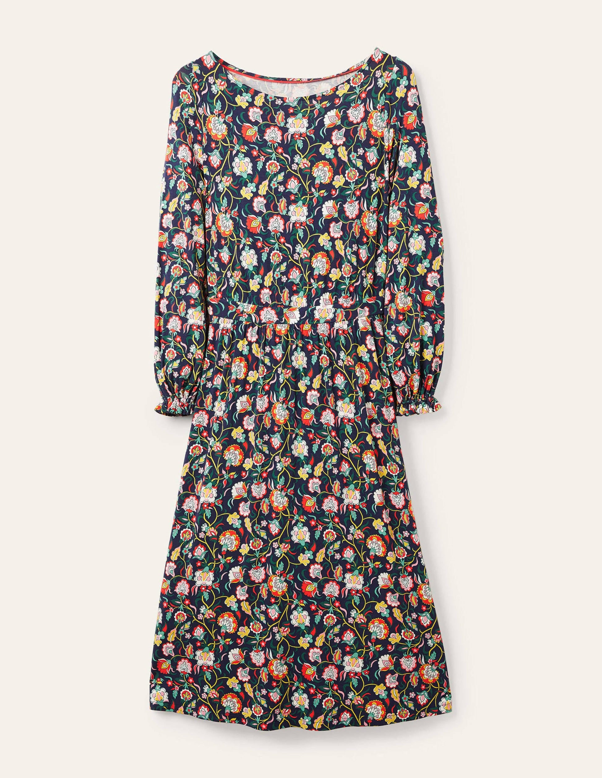 Evelyn Jersey-Midikleid-Französisches Navy, Üppige Blumen-5