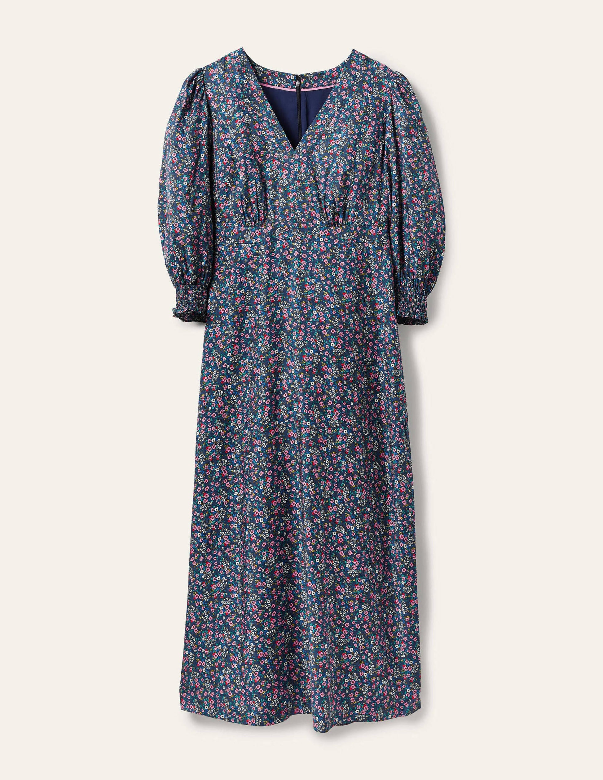 Iris Midikleid-Galaxieblau, Zarte Blumen-6