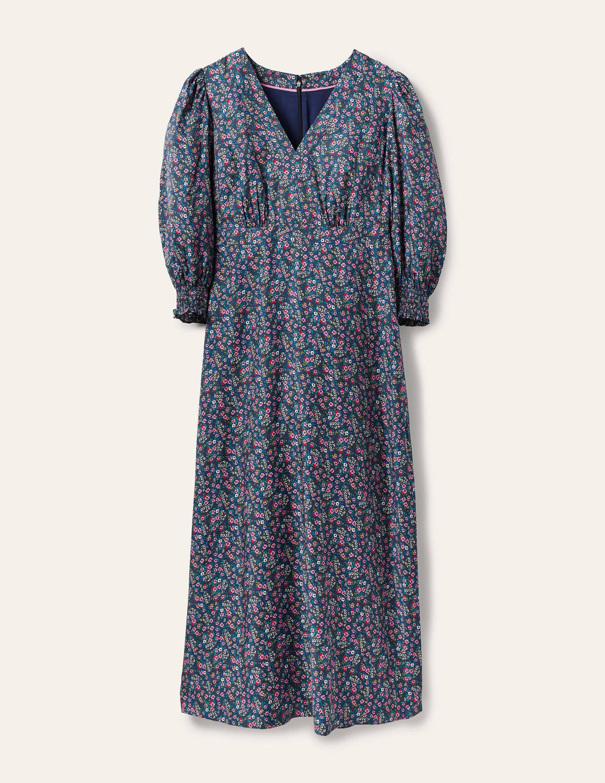 Iris Midikleid-Galaxieblau, Zarte Blumen - Image 6
