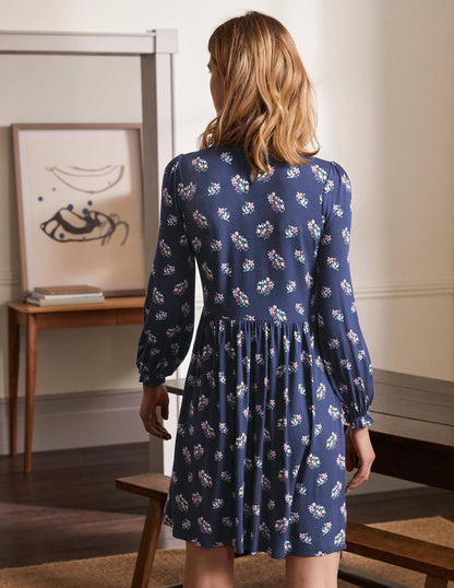 Clara Jerseykleid-Navy, Zarte Vögel-3