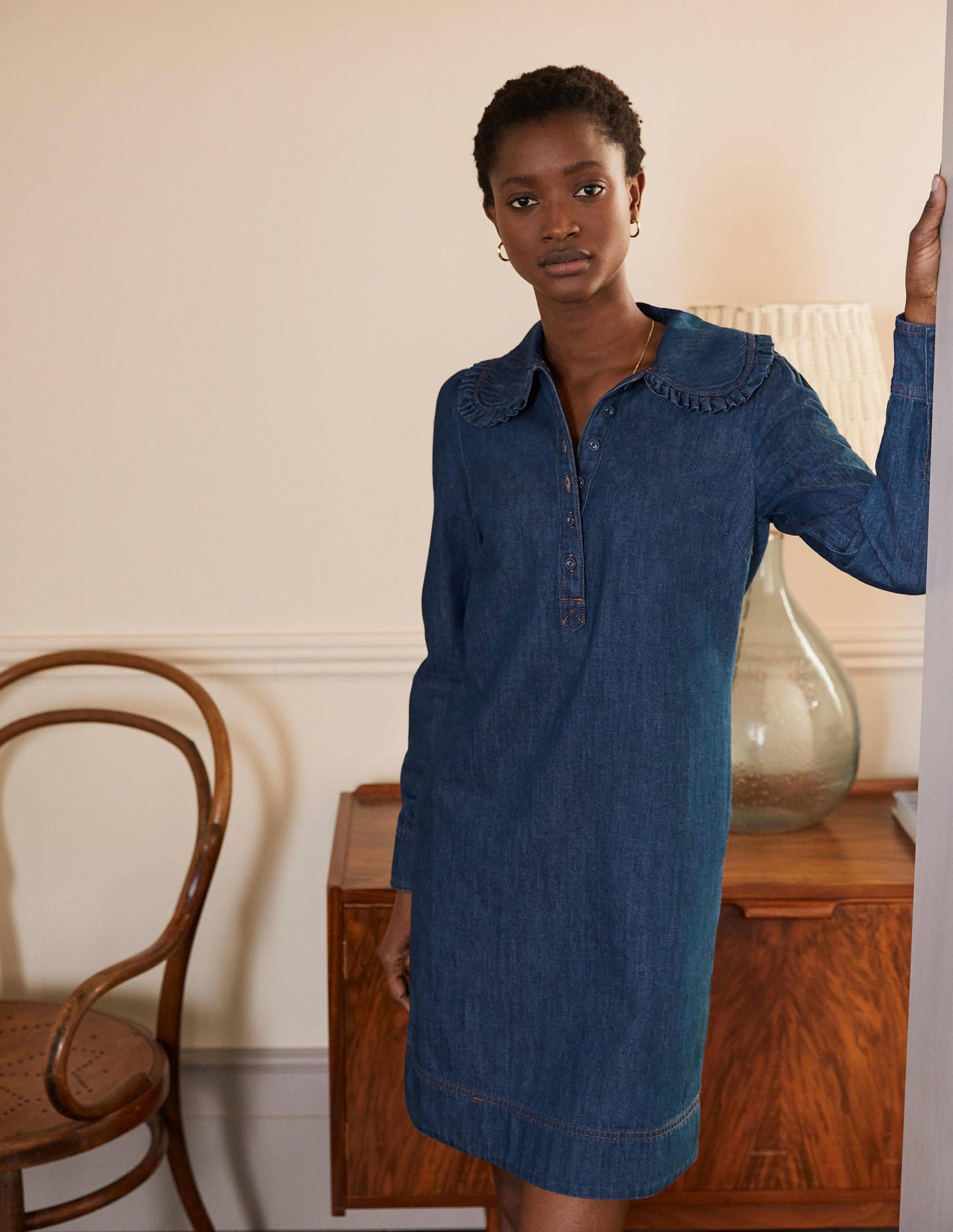 Robe en jean avec col XL-Denim vintage moyen-1