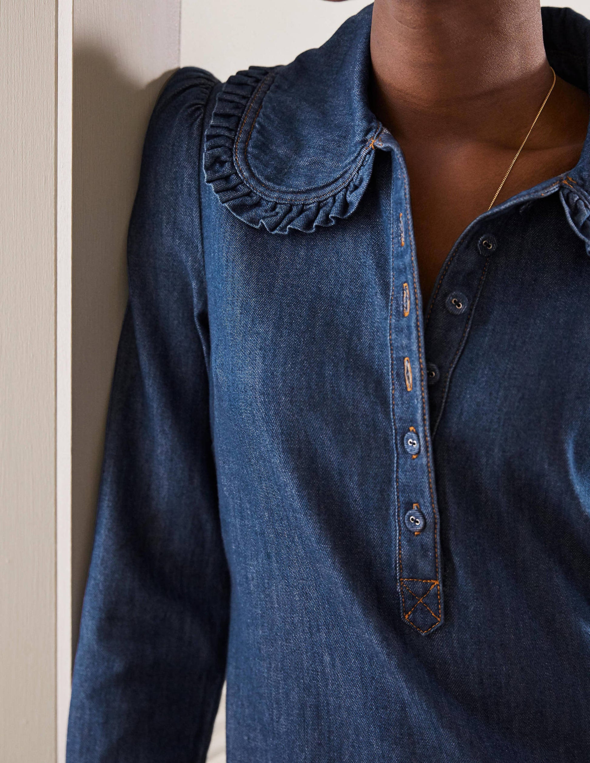 Robe en jean avec col XL-Denim vintage moyen-2