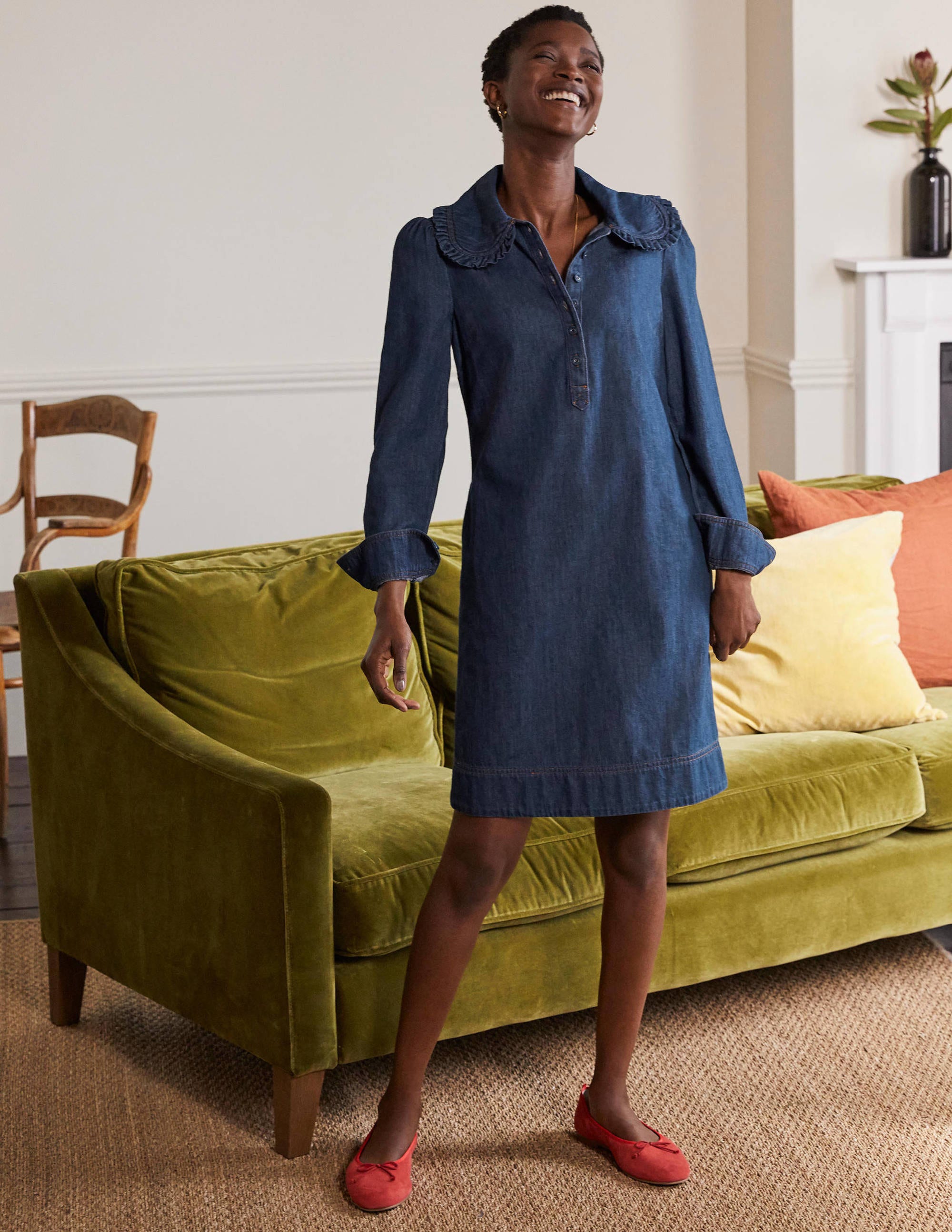 Robe en jean avec col XL-Denim vintage moyen - Image 4