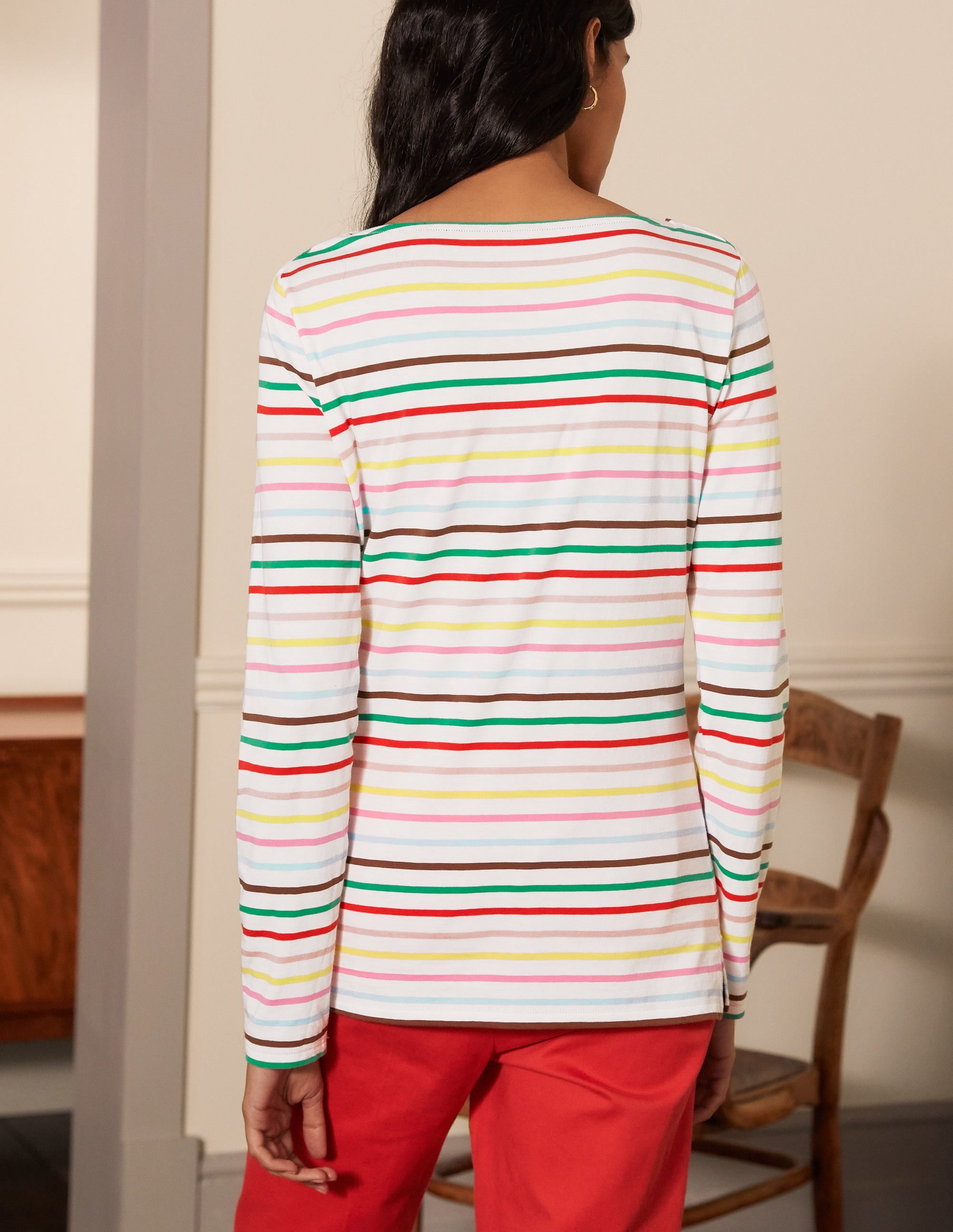 Langärmliges Bretonshirt-Kirschblüte, Zitrone/Regenbogen - Image 3