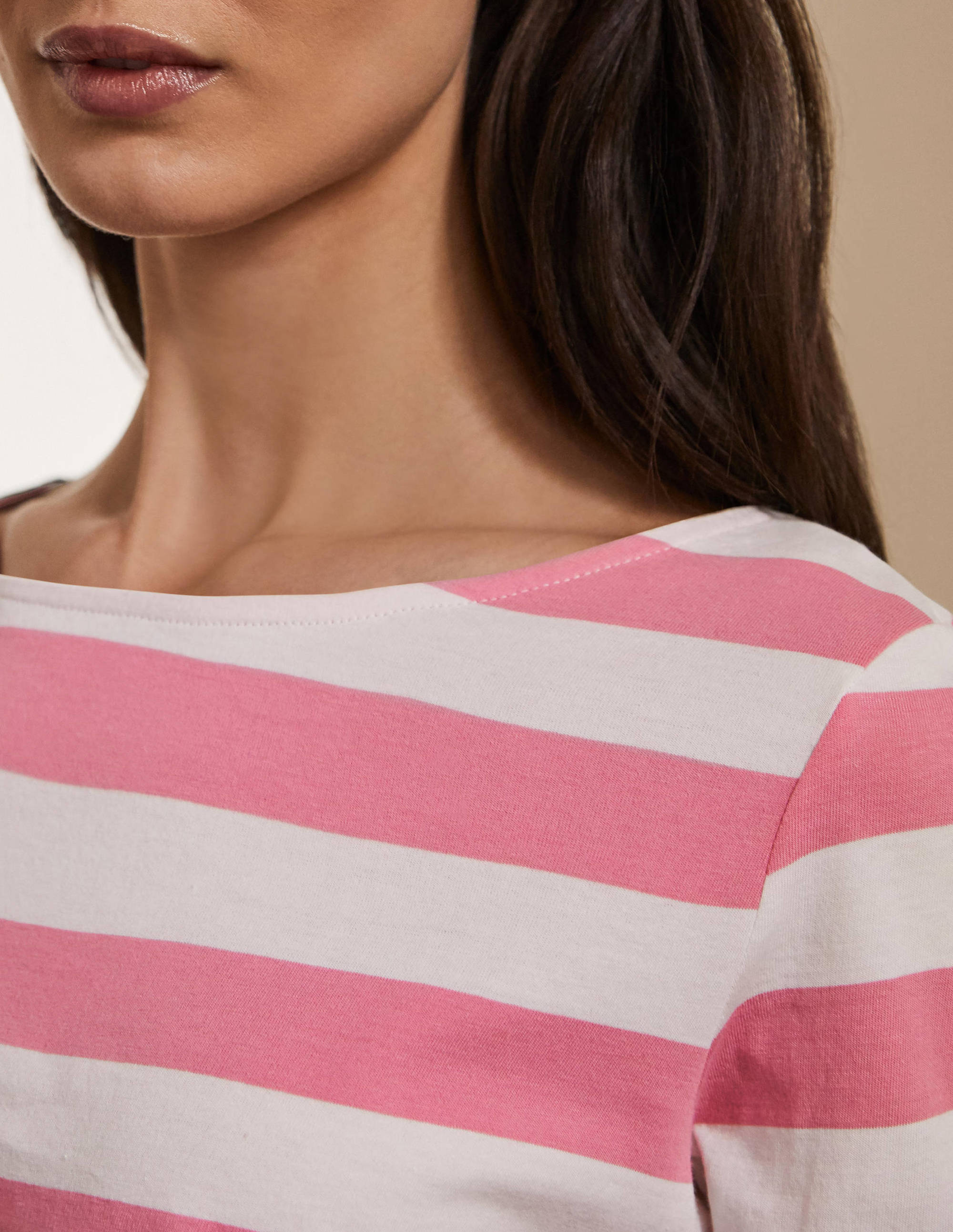 Langärmliges Bretonshirt-Rosa/Roteiche, Gestreift - Image 2