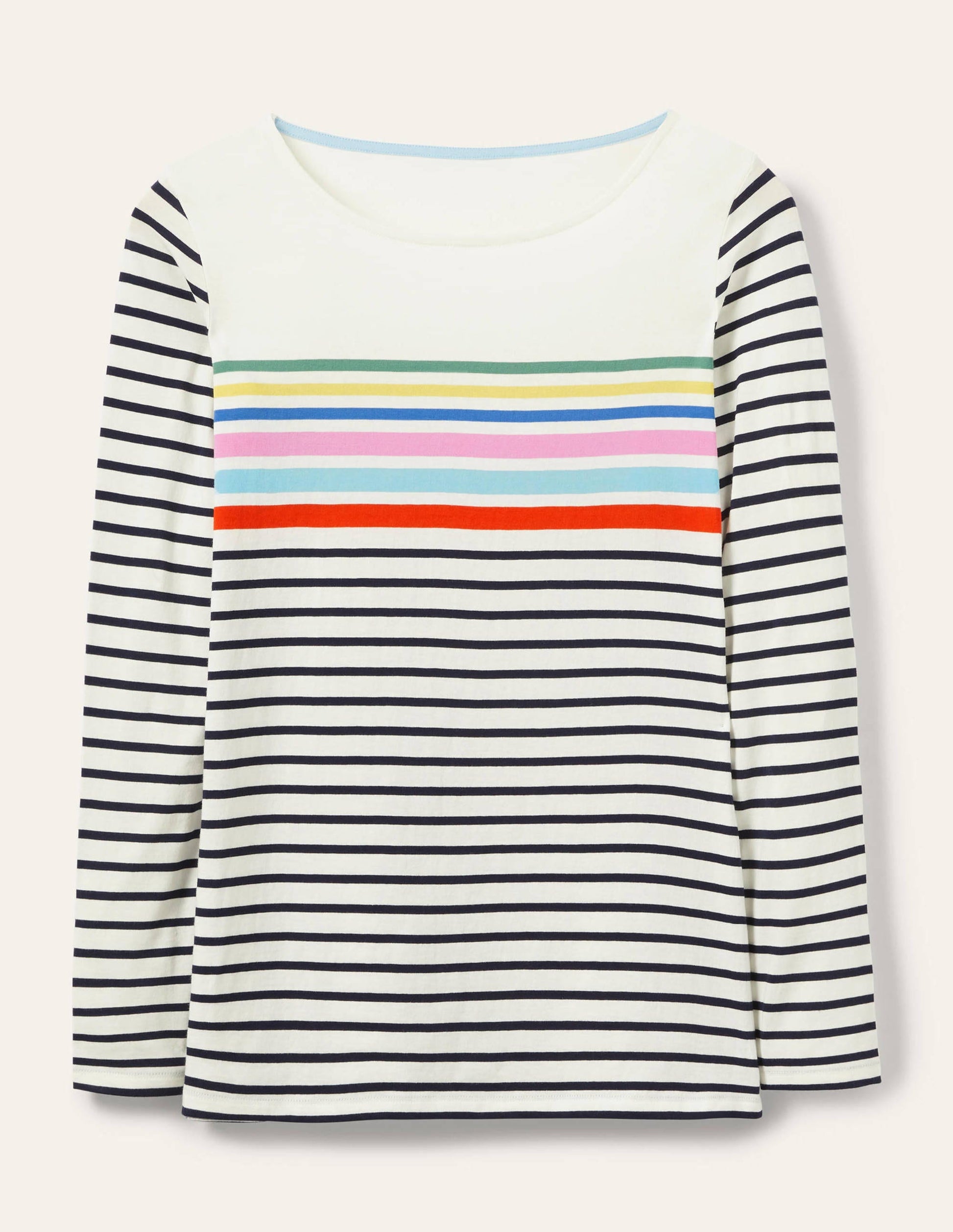 Langärmliges Bretonshirt-Regenbogen auf der Brust-5