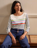 Langärmliges Bretonshirt-Regenbogen auf der Brust