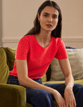 Le T-shirt boyfriend en coton-Rouge cerise