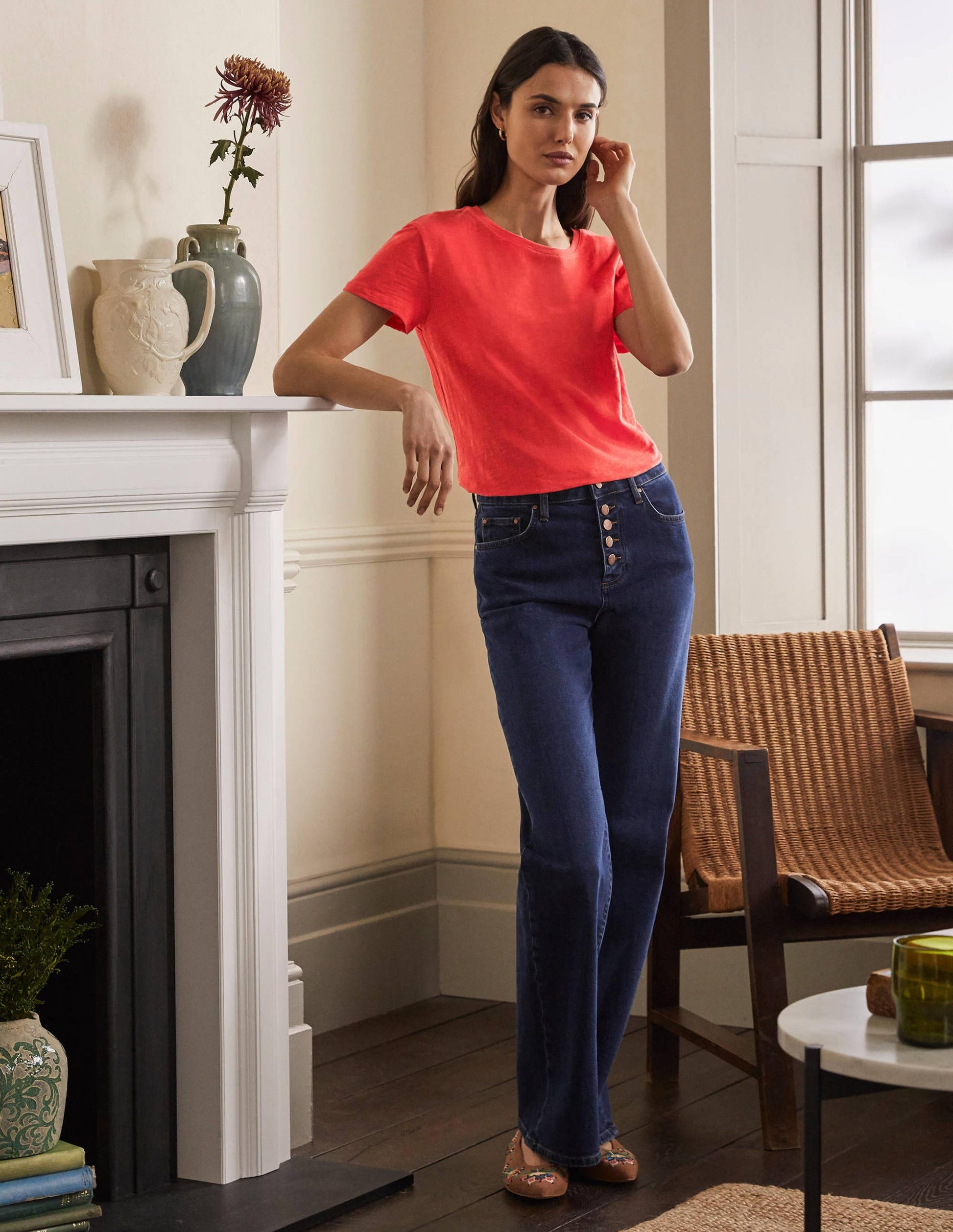Le T-shirt boyfriend en coton-Rouge cerise-2
