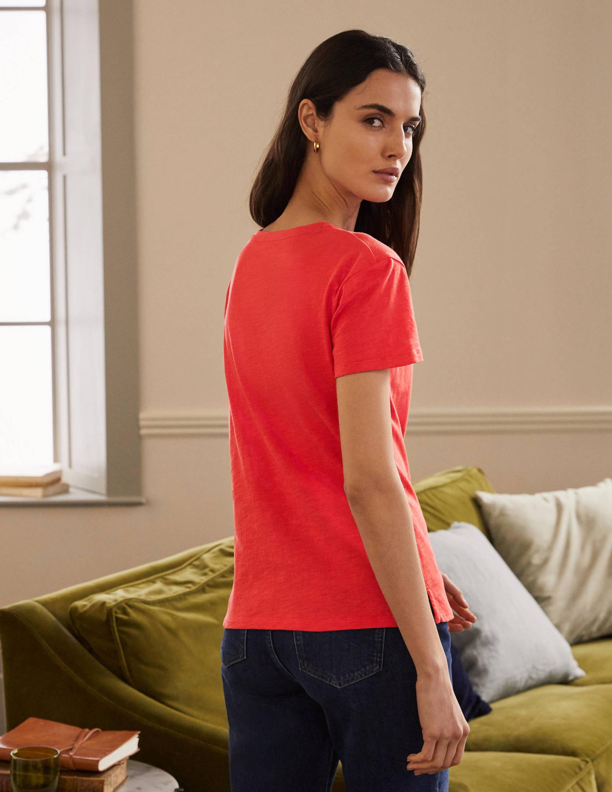 Le T-shirt boyfriend en coton-Rouge cerise-3