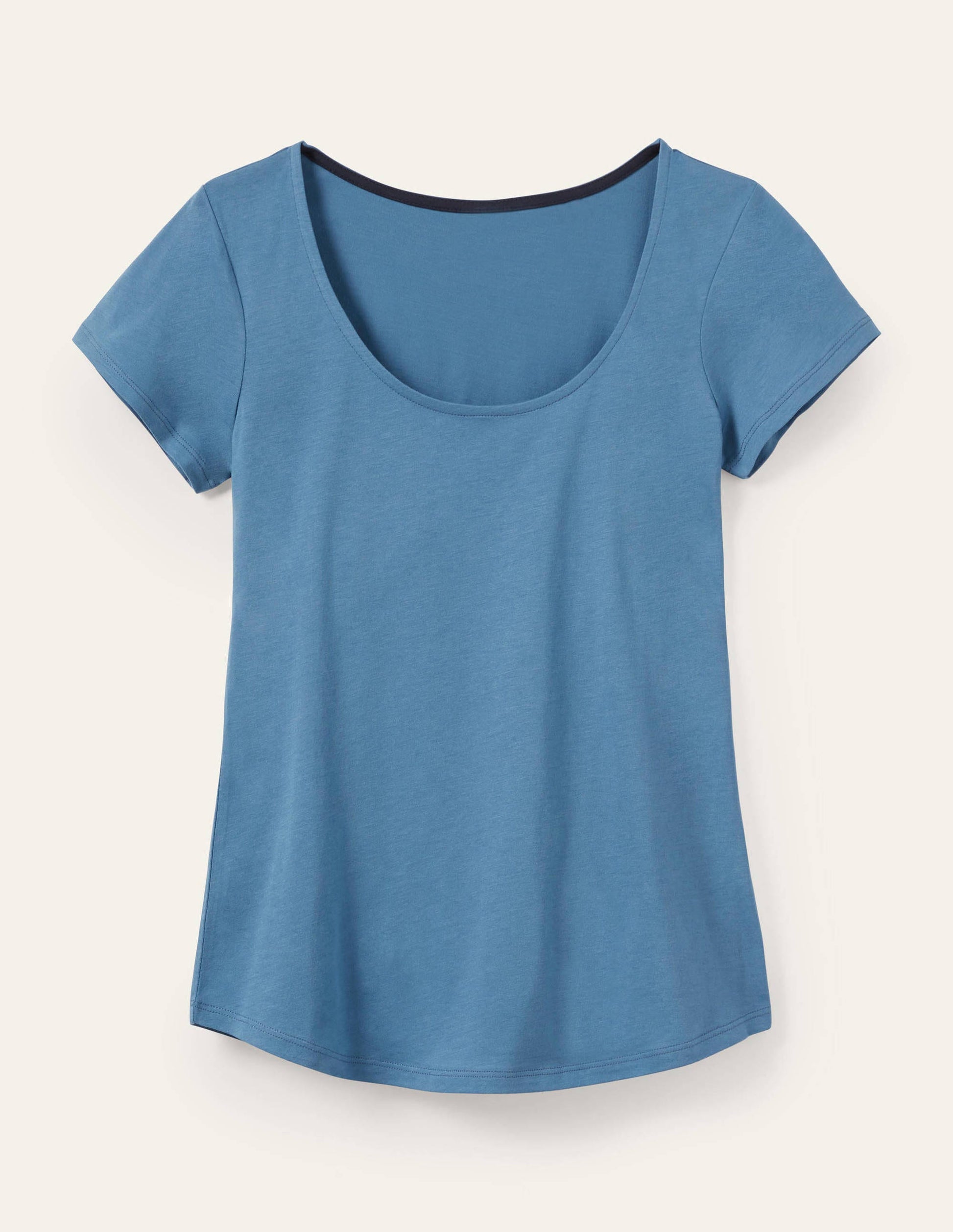 T-shirt col U ultra-doux-Azur-5