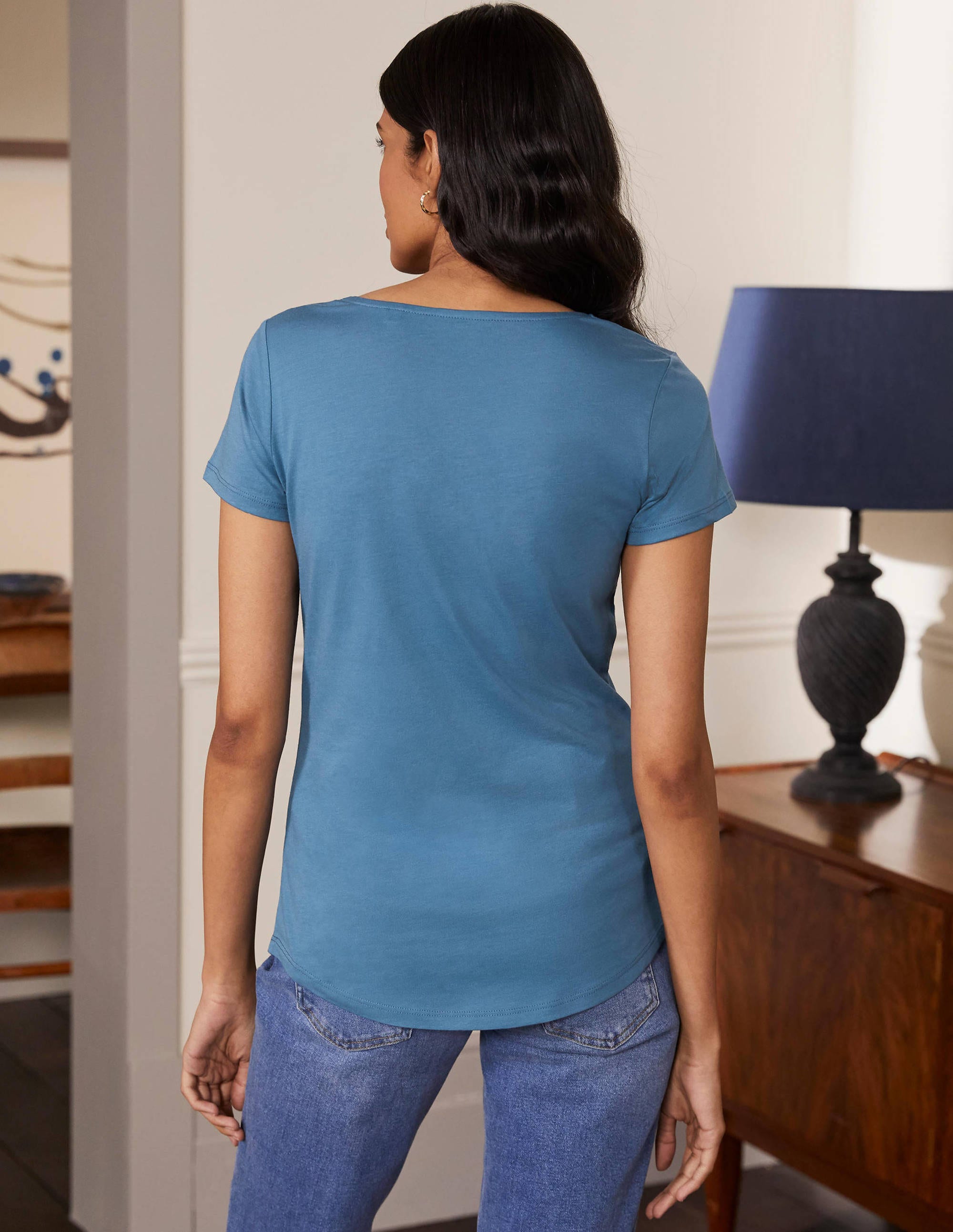 T-shirt col U ultra-doux-Azur - Image 3