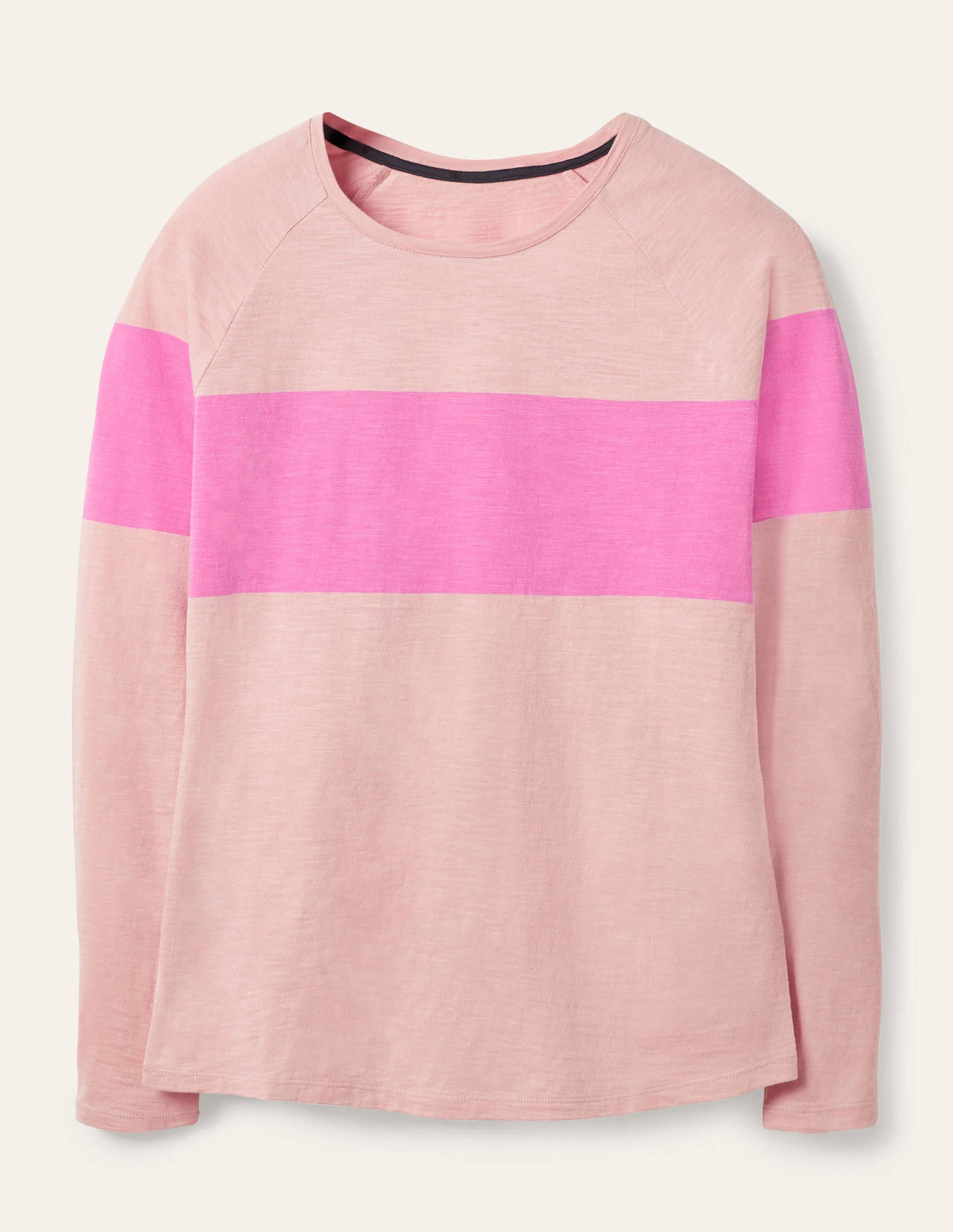 Lorna Jerseyoberteil im Baseball-Stil-Milchshake/Rosa, Gestreift-5
