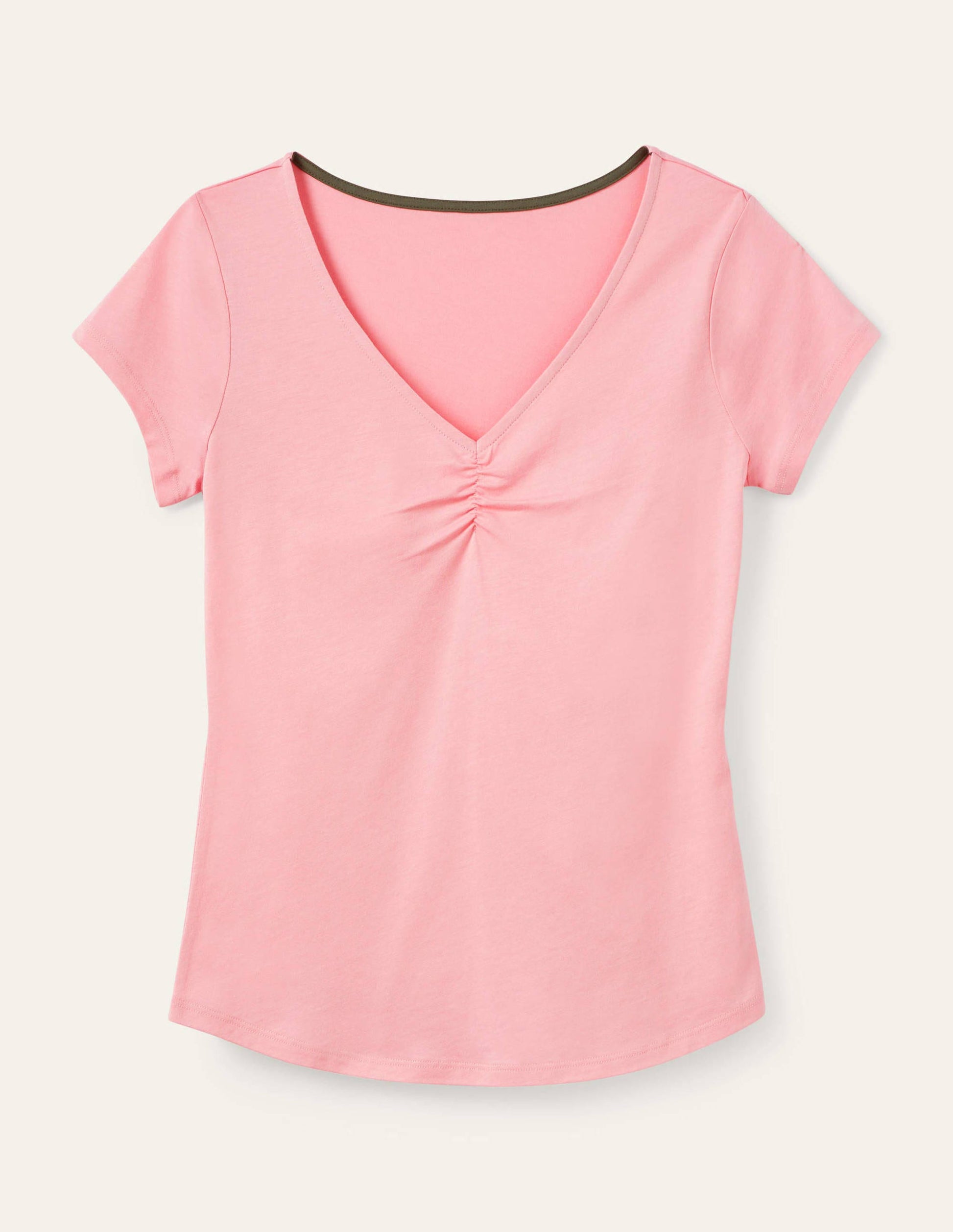 Supersoft Ruched V-Neck Top-Formica Pink-5