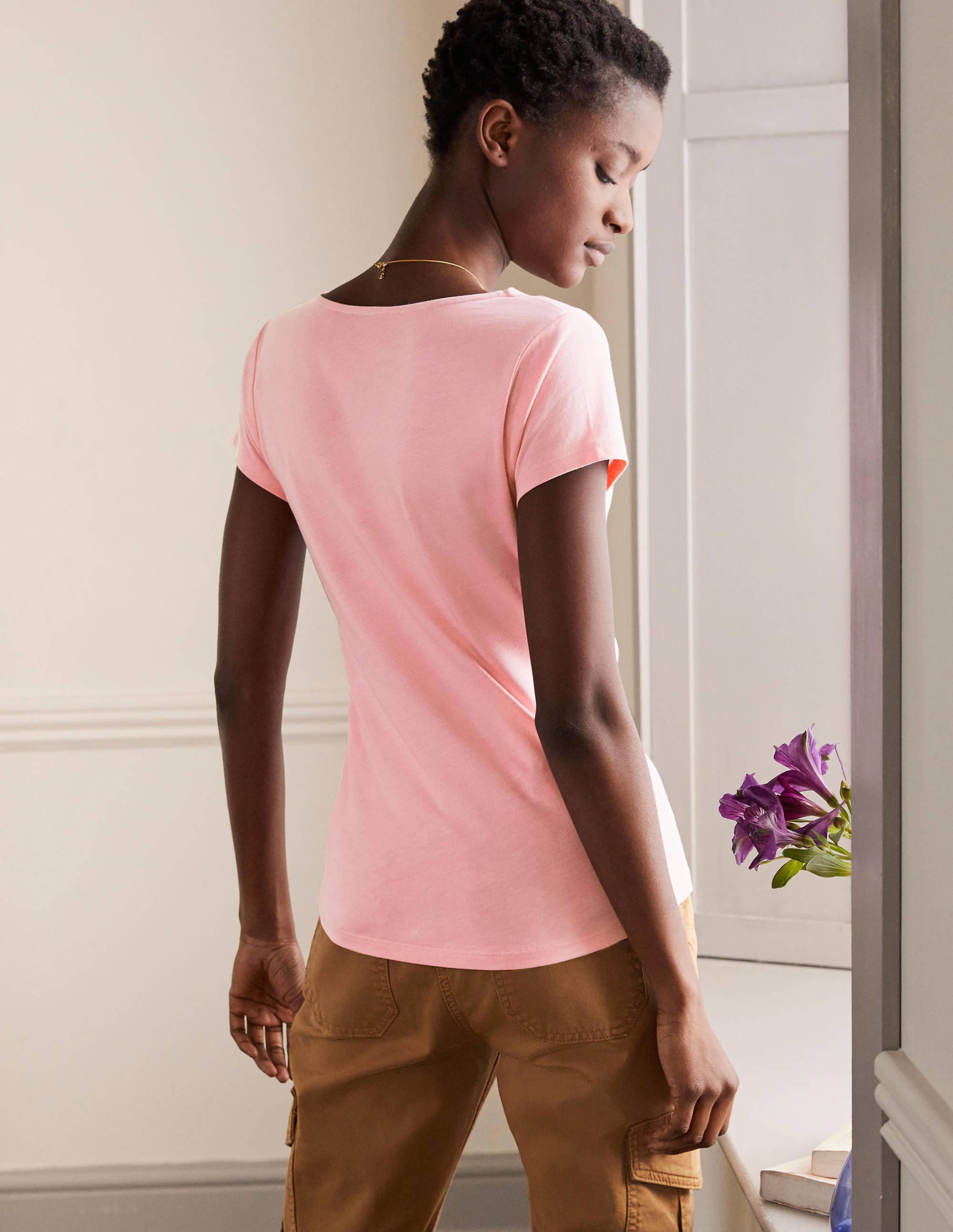 Supersoft Ruched V-Neck Top-Formica Pink - Image 3