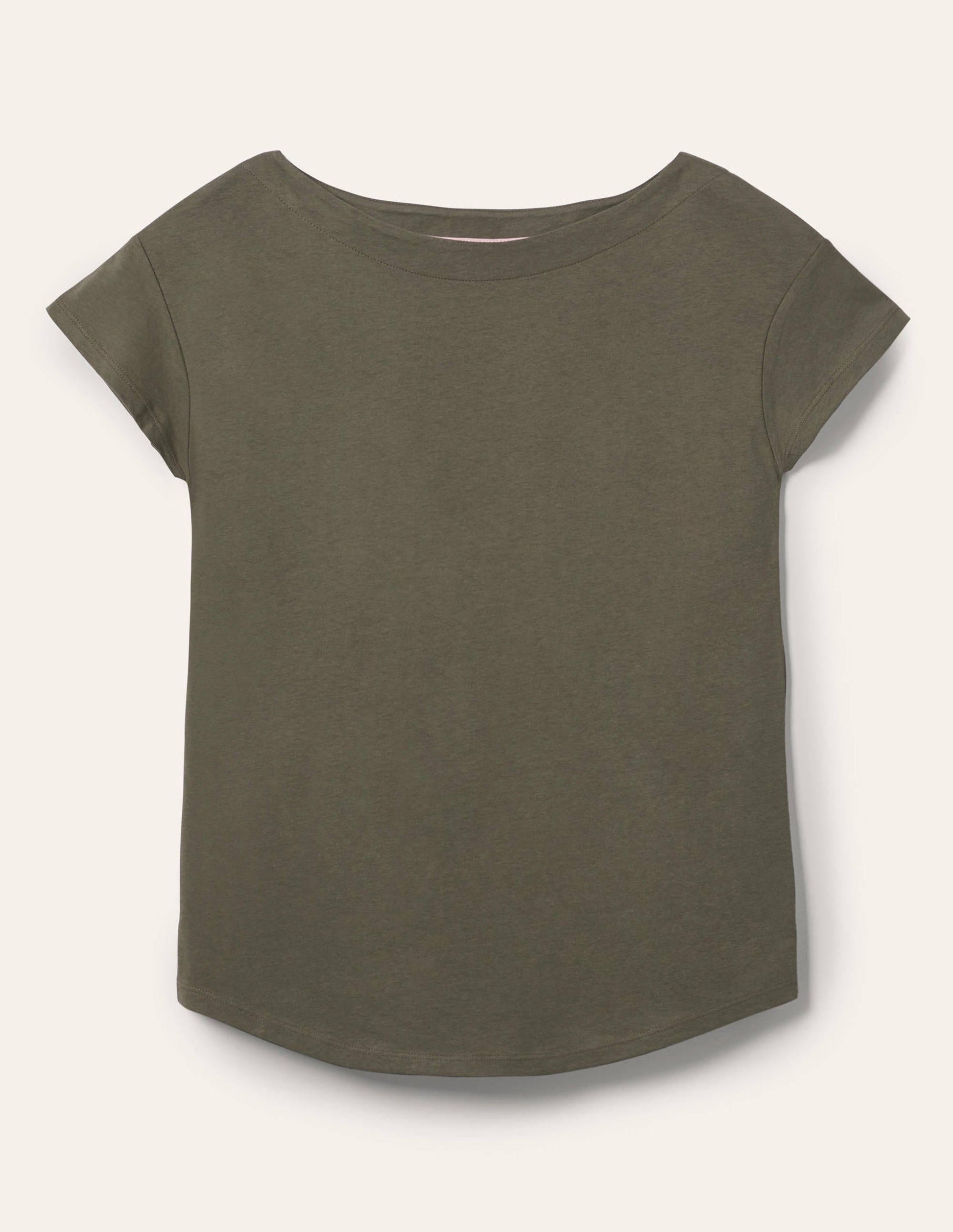 Superweiches T-Shirt mit U-Boot-Ausschnitt-Klassisches Khaki-5