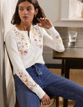 Somerset Bestickter Cardigan-Naturweiß