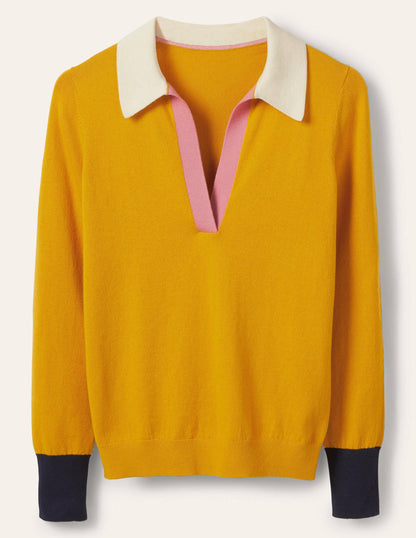 Pullover mit Kragen-Sonnengelb