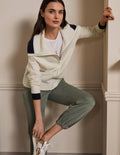 Collared Zip-up Cardigan-Ivory