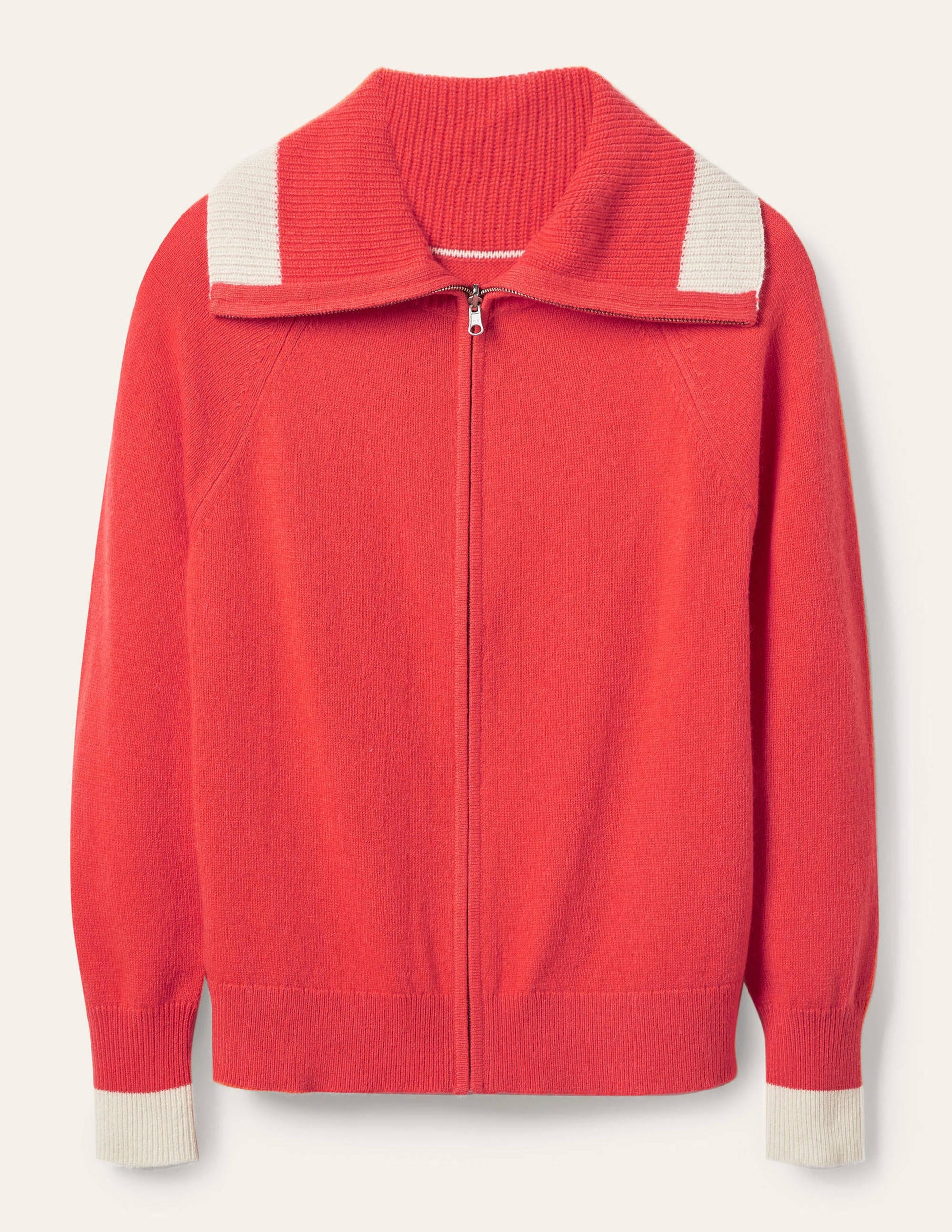 Gilet zippé à col-Rouge cerise-5