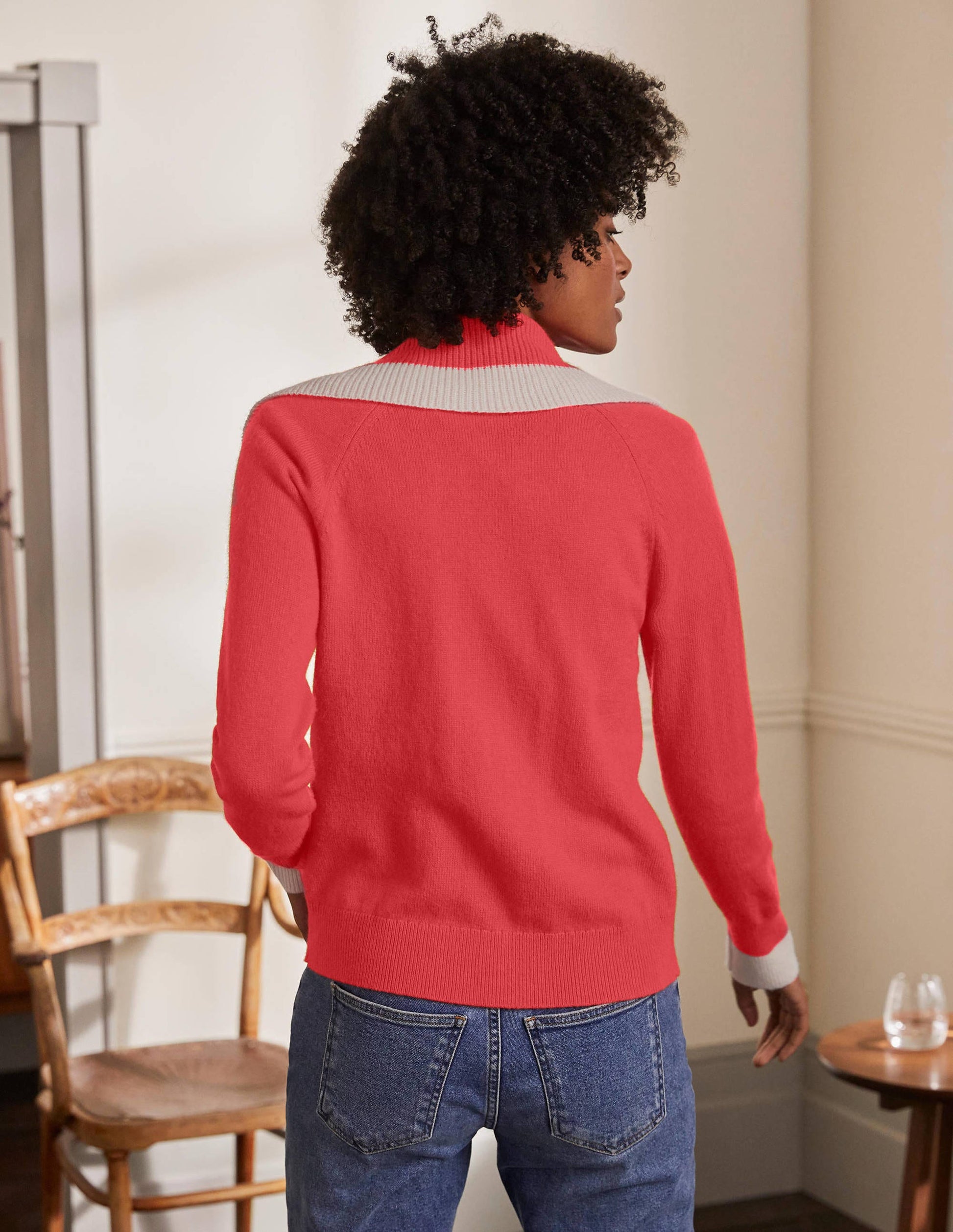 Gilet zippé à col-Rouge cerise-3