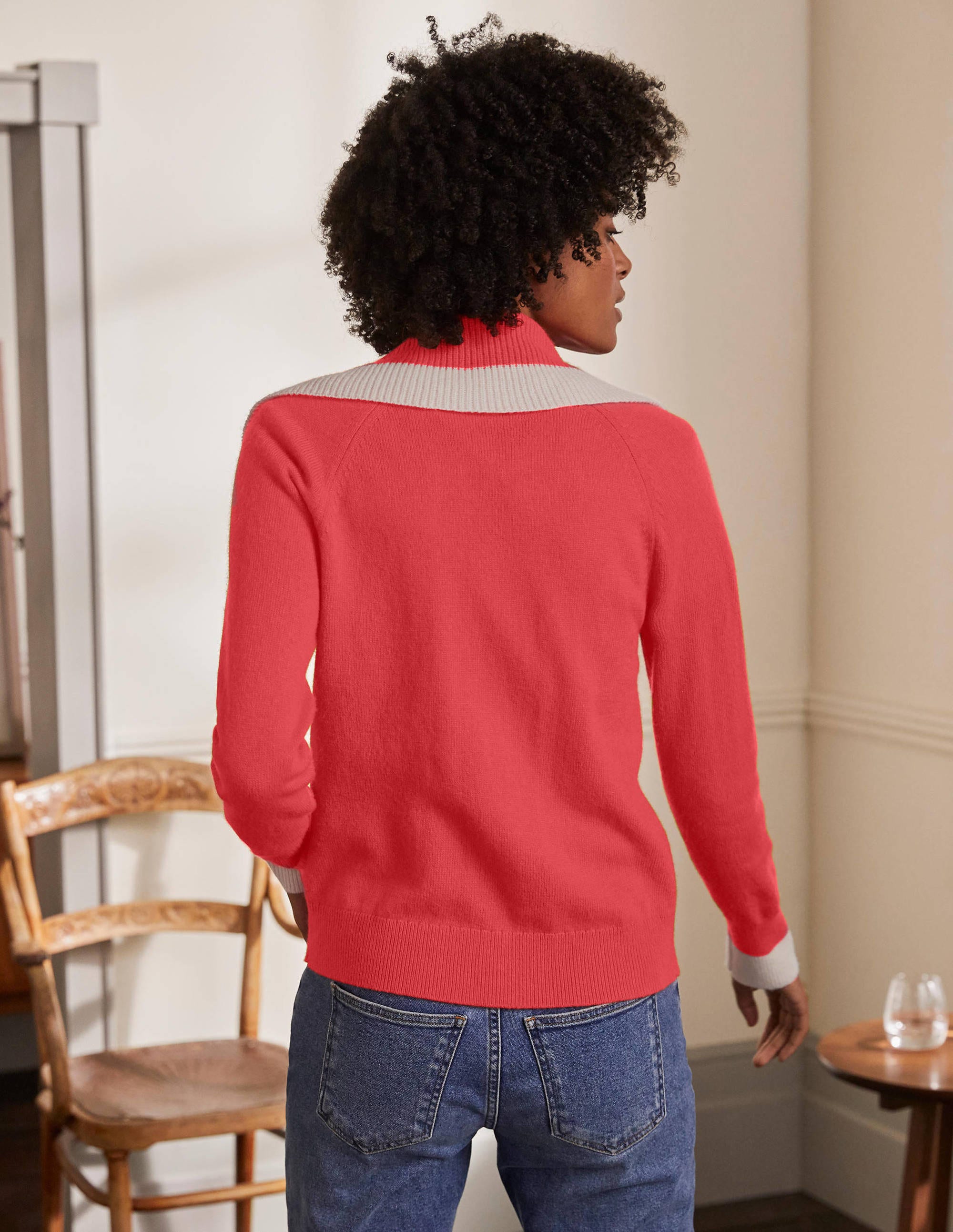 Gilet zippé à col-Rouge cerise - Image 3