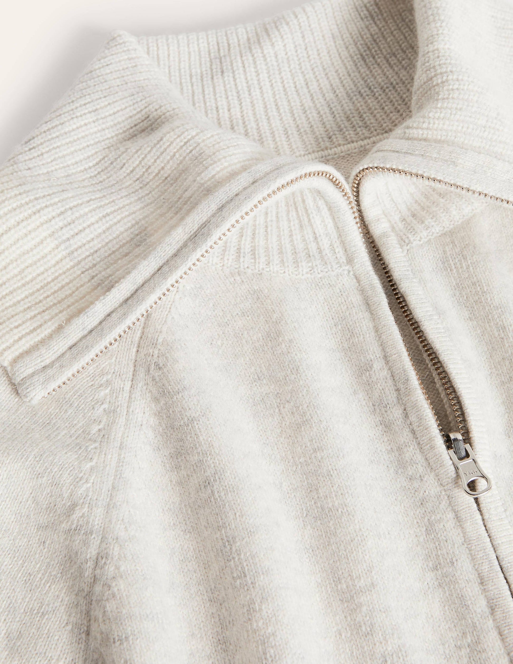 Gilet zippé à col-Argenté chiné-7