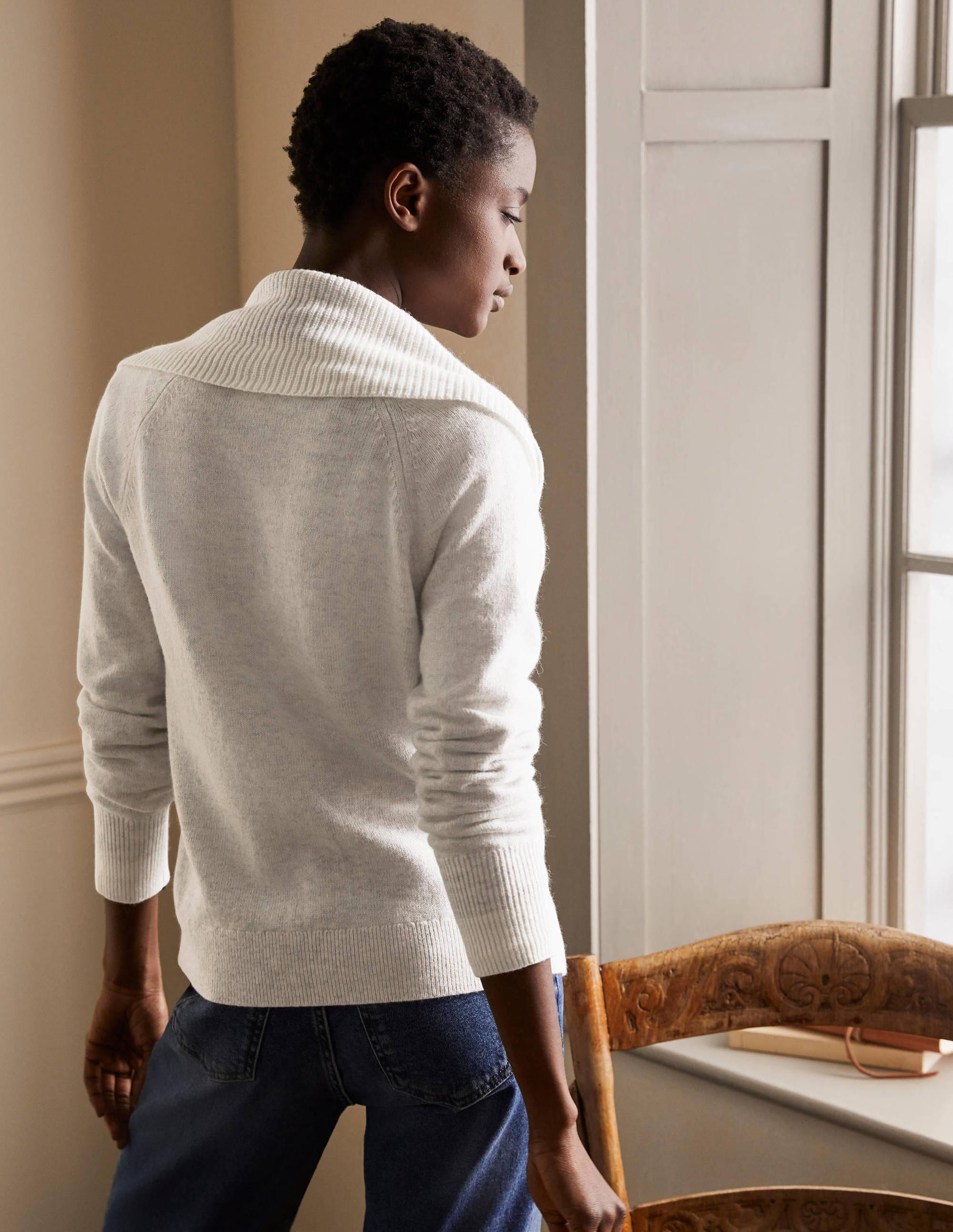 Gilet zippé à col-Argenté chiné - Image 3