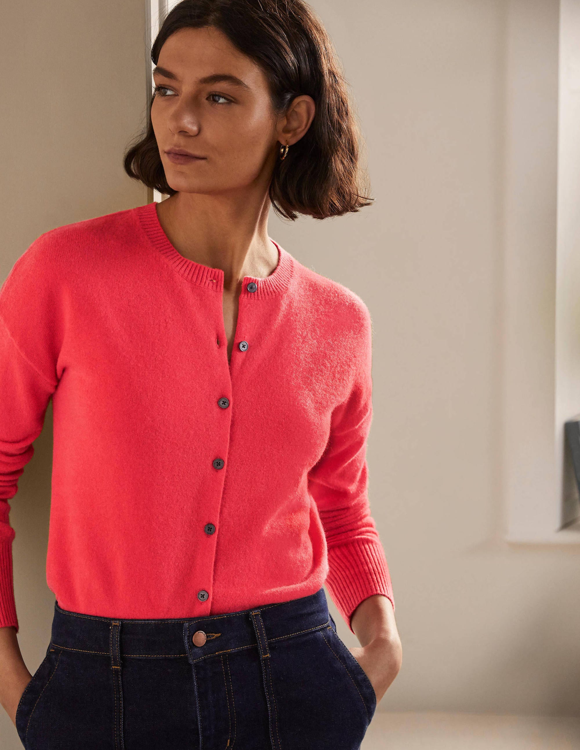 Cashmere Cardigan-Coral - Image 1