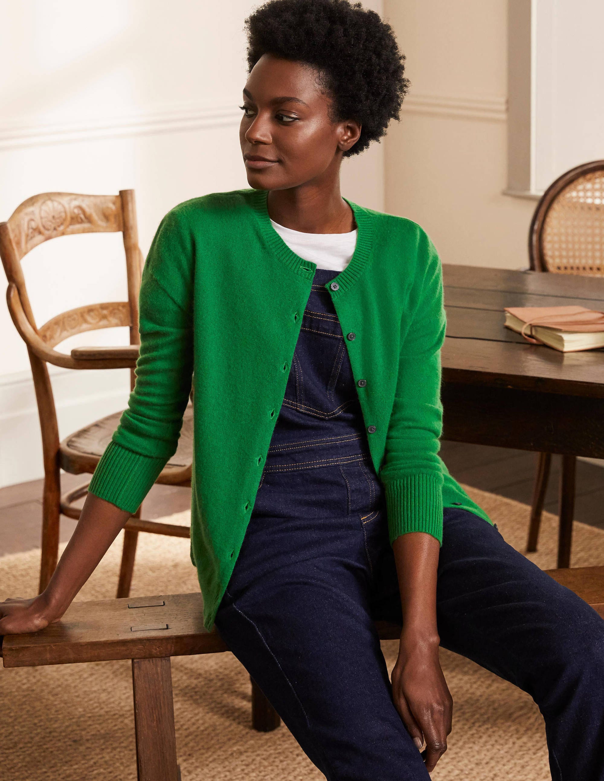 Cashmere Cardigan-Emerald Green - Image 1