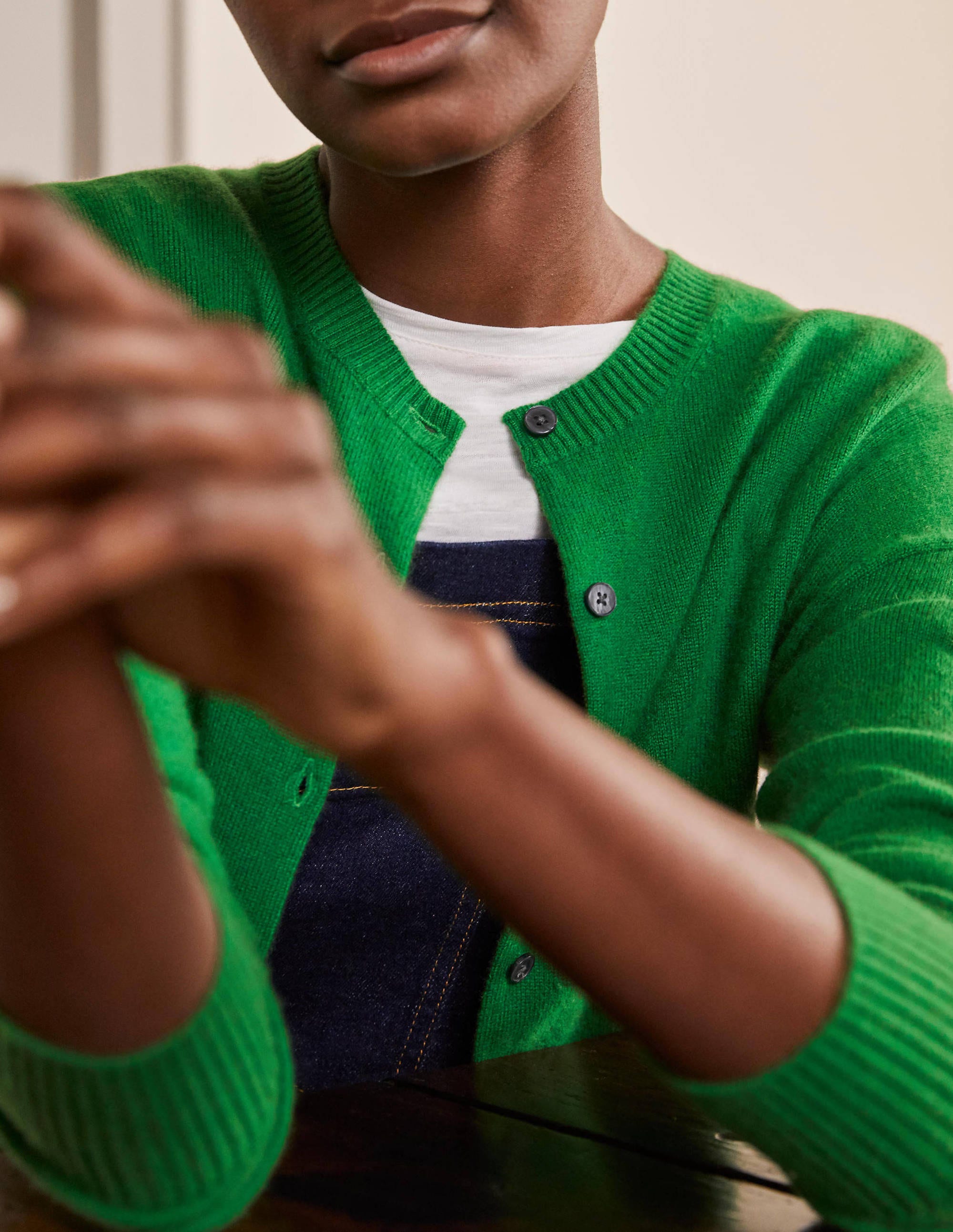 Cashmere Cardigan-Emerald Green - Image 2