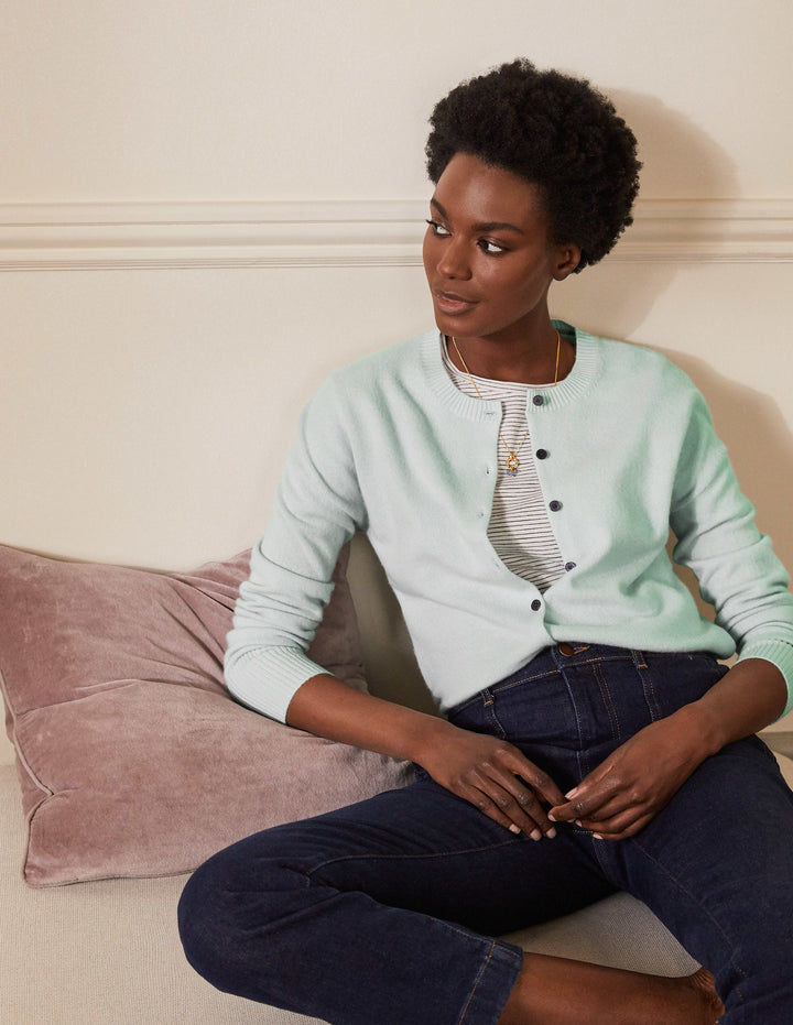 Cashmere Cardigan-Mint Blue