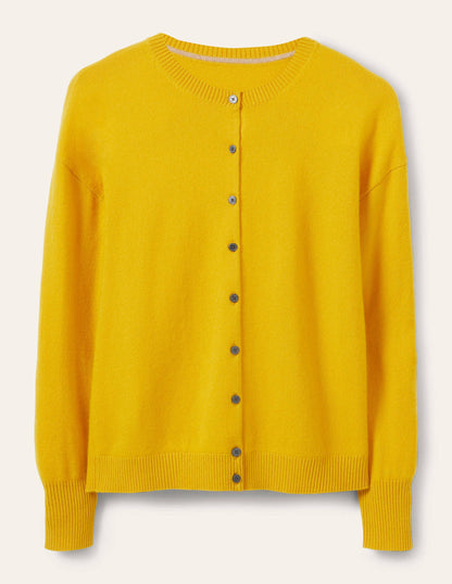 Bequemer Kaschmircardigan-Zitronengelb-5