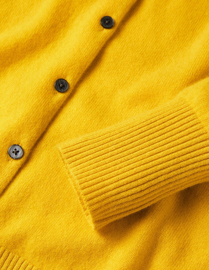 Bequemer Kaschmircardigan-Zitronengelb-6