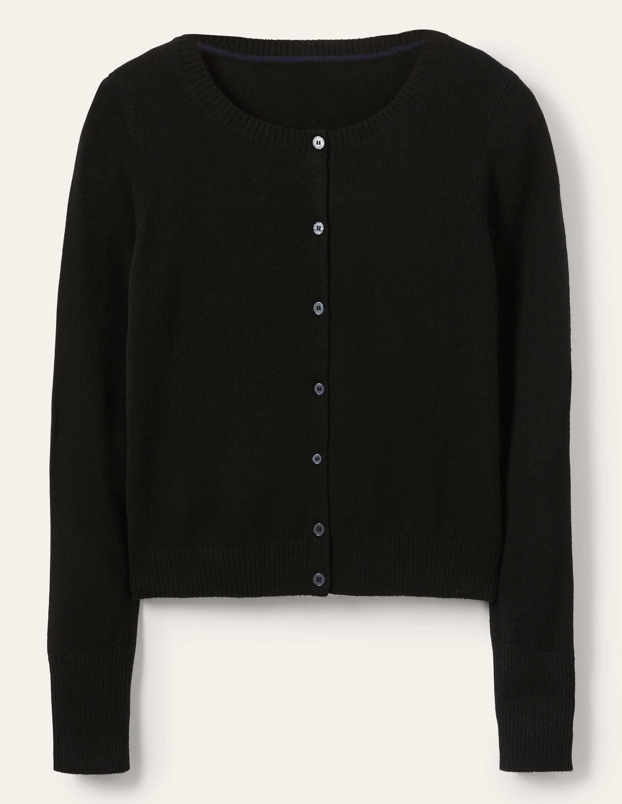 Kurz geschnittener Kaschmircardigan-Schwarz - Image 5