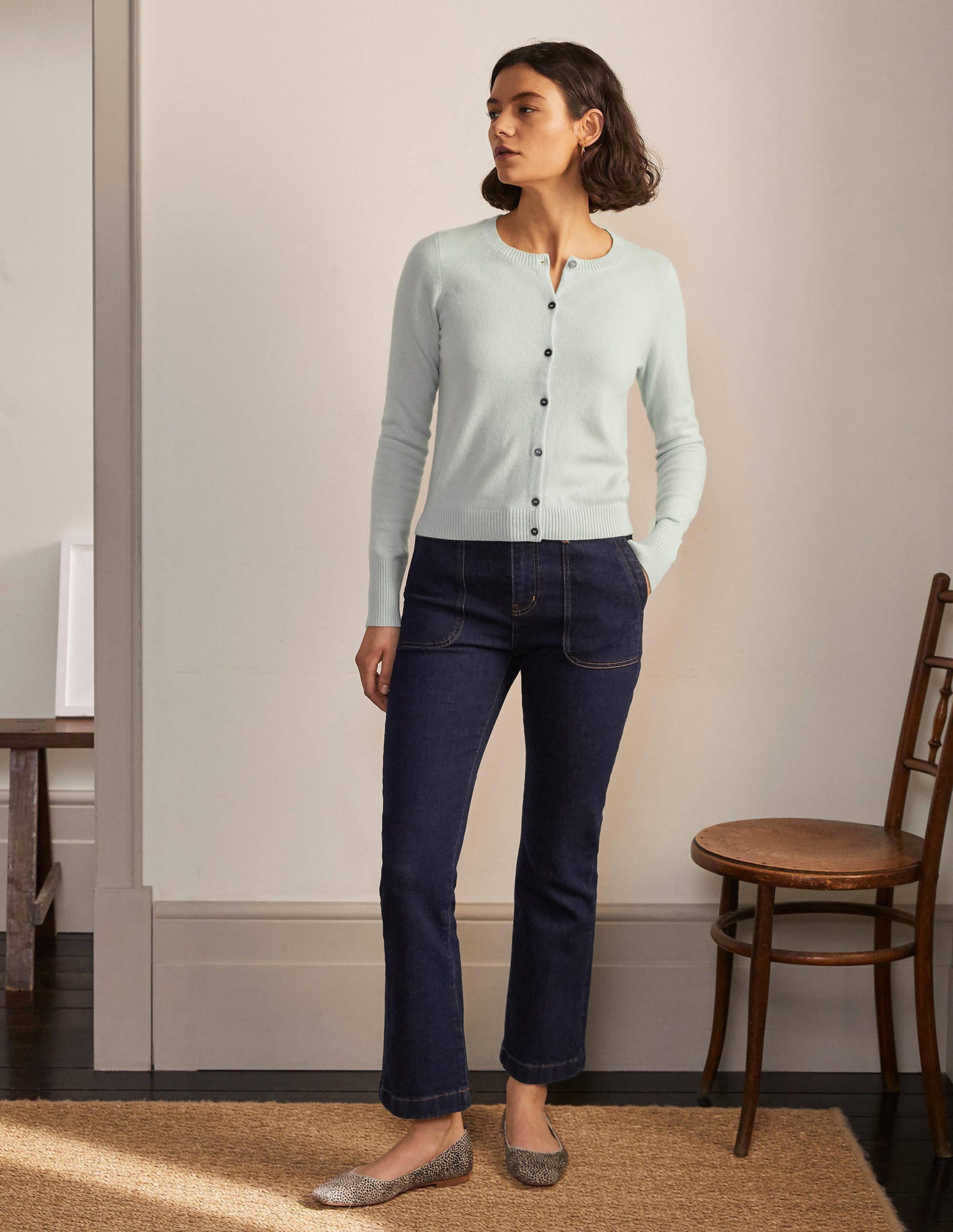 Cardigan court en cachemire-Bleu menthe - Image 2