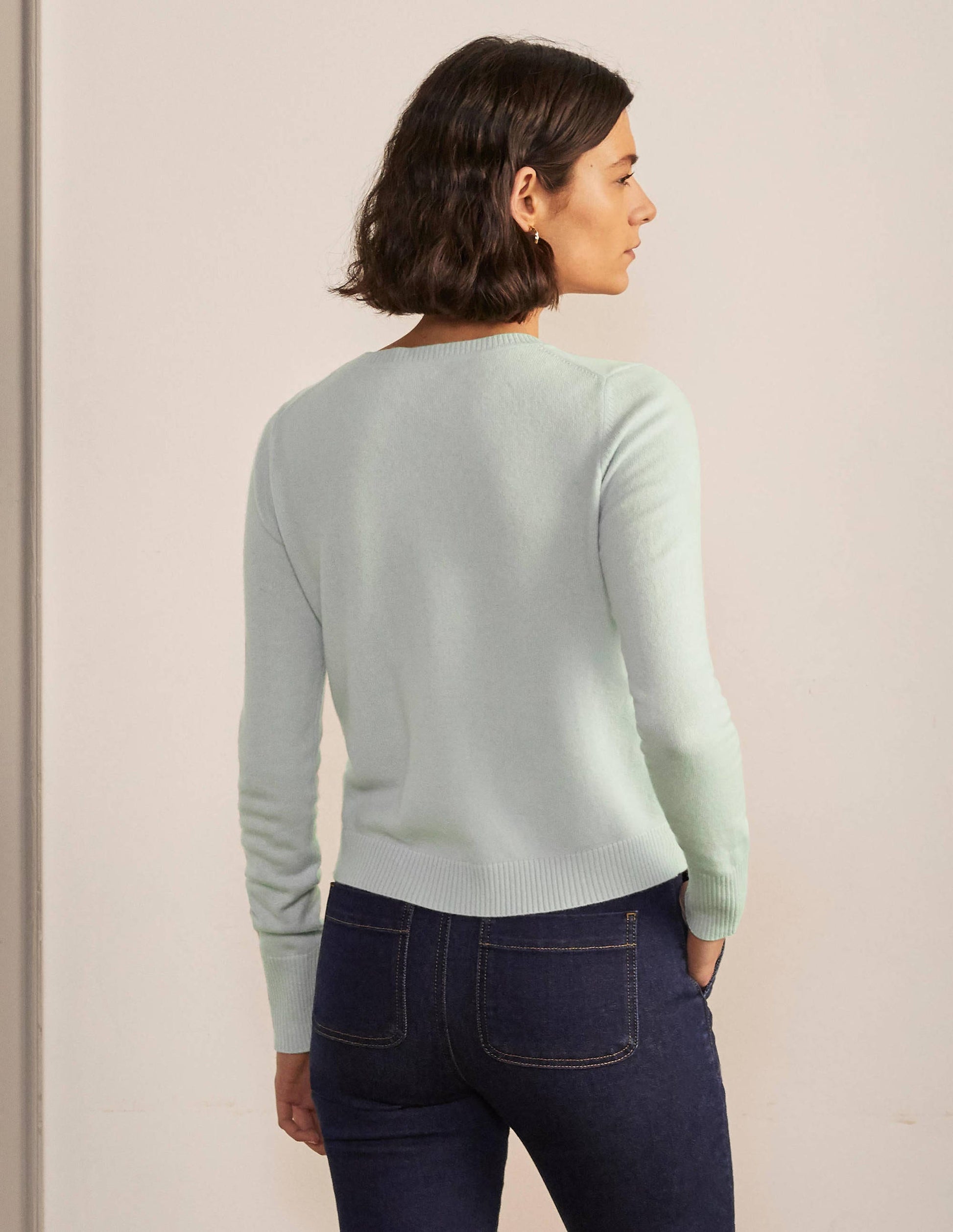 Cardigan court en cachemire-Bleu menthe-3