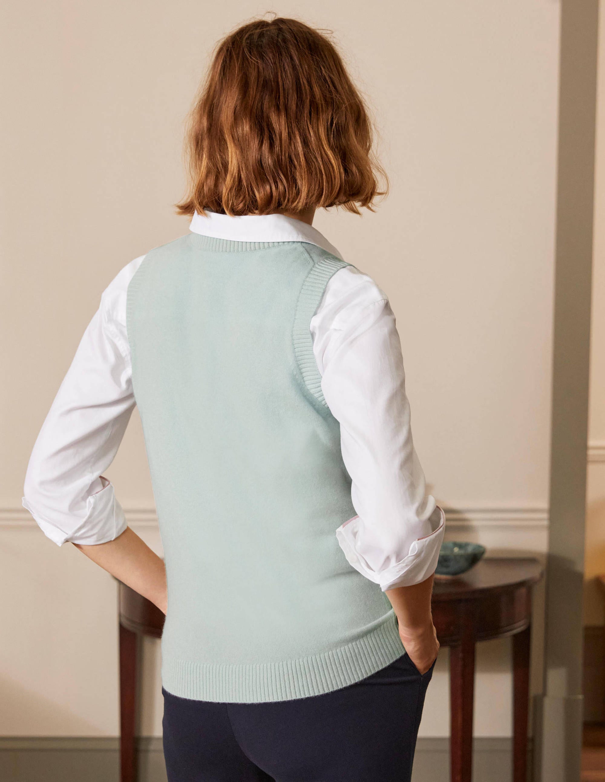 Débardeur en maille de cachemire-Bleu menthe - Image 3