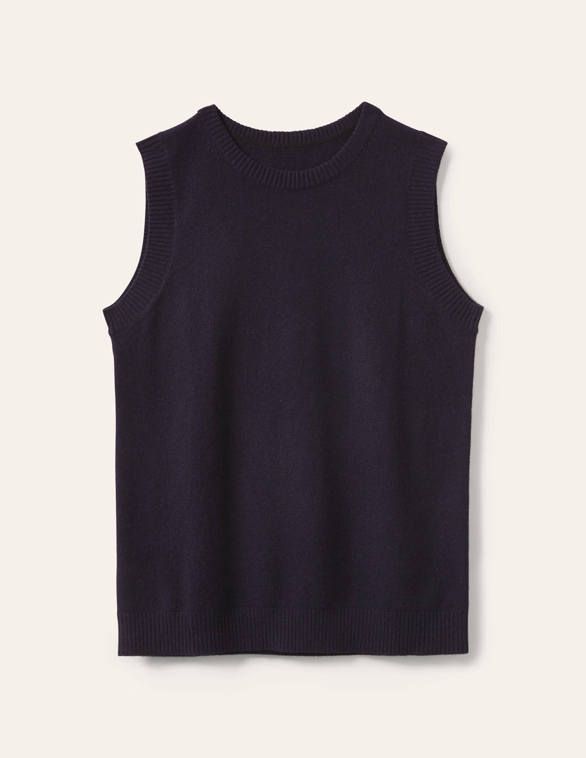 Débardeur en maille de cachemire-Bleu marine - Image 6
