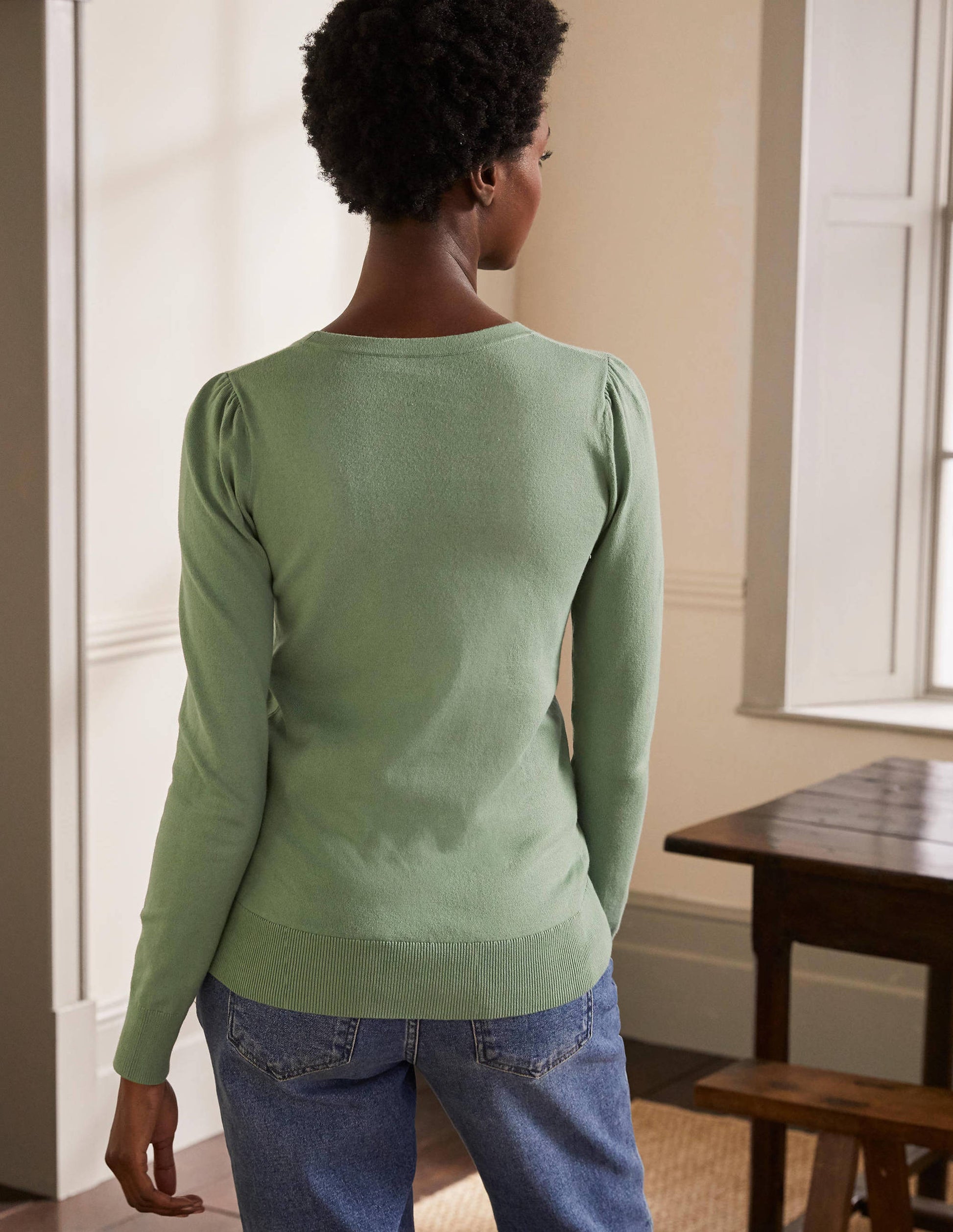 Cotton Crew Neck Jumper-Duck Egg-3