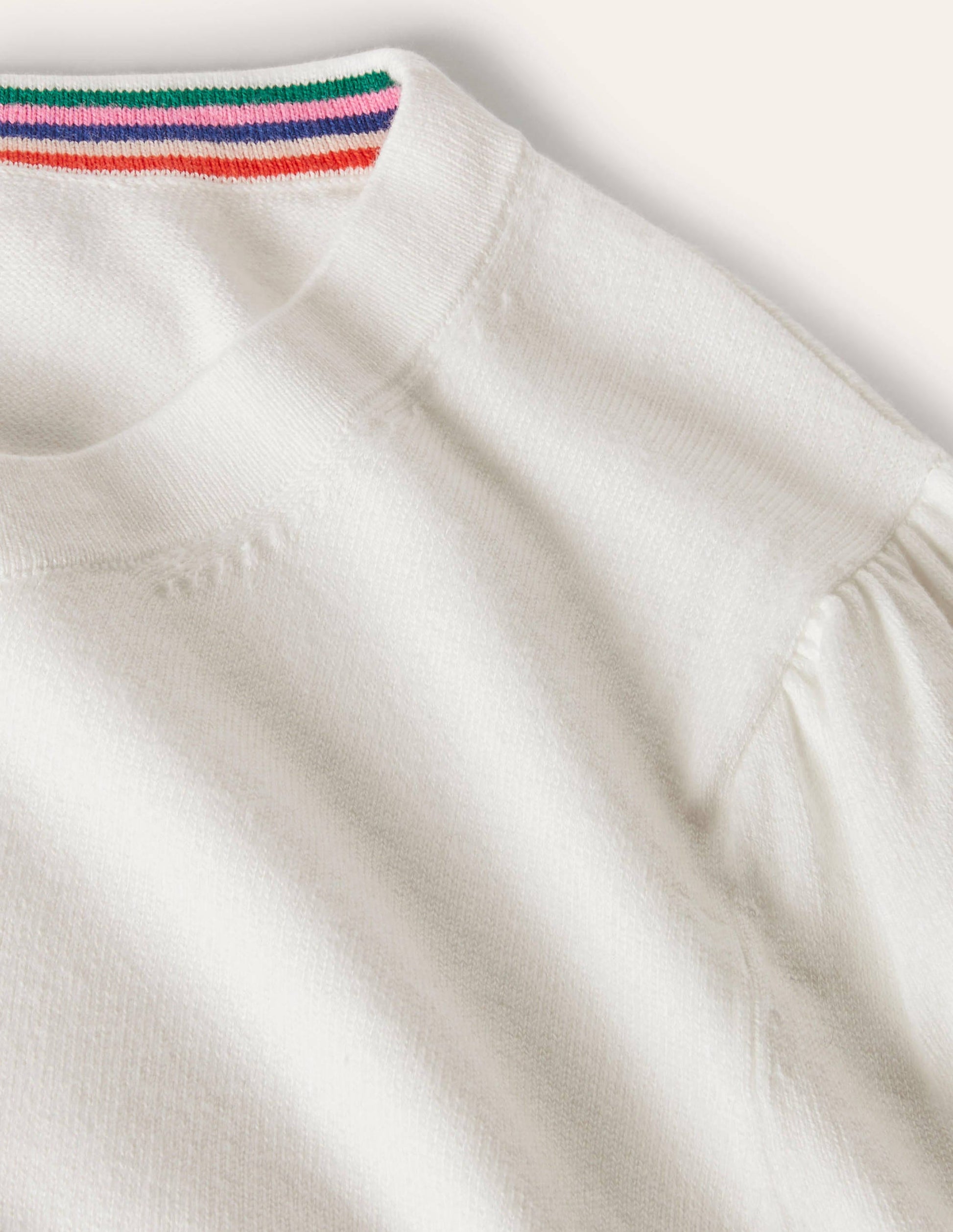Cotton Crew Neck Jumper-Ivory-6