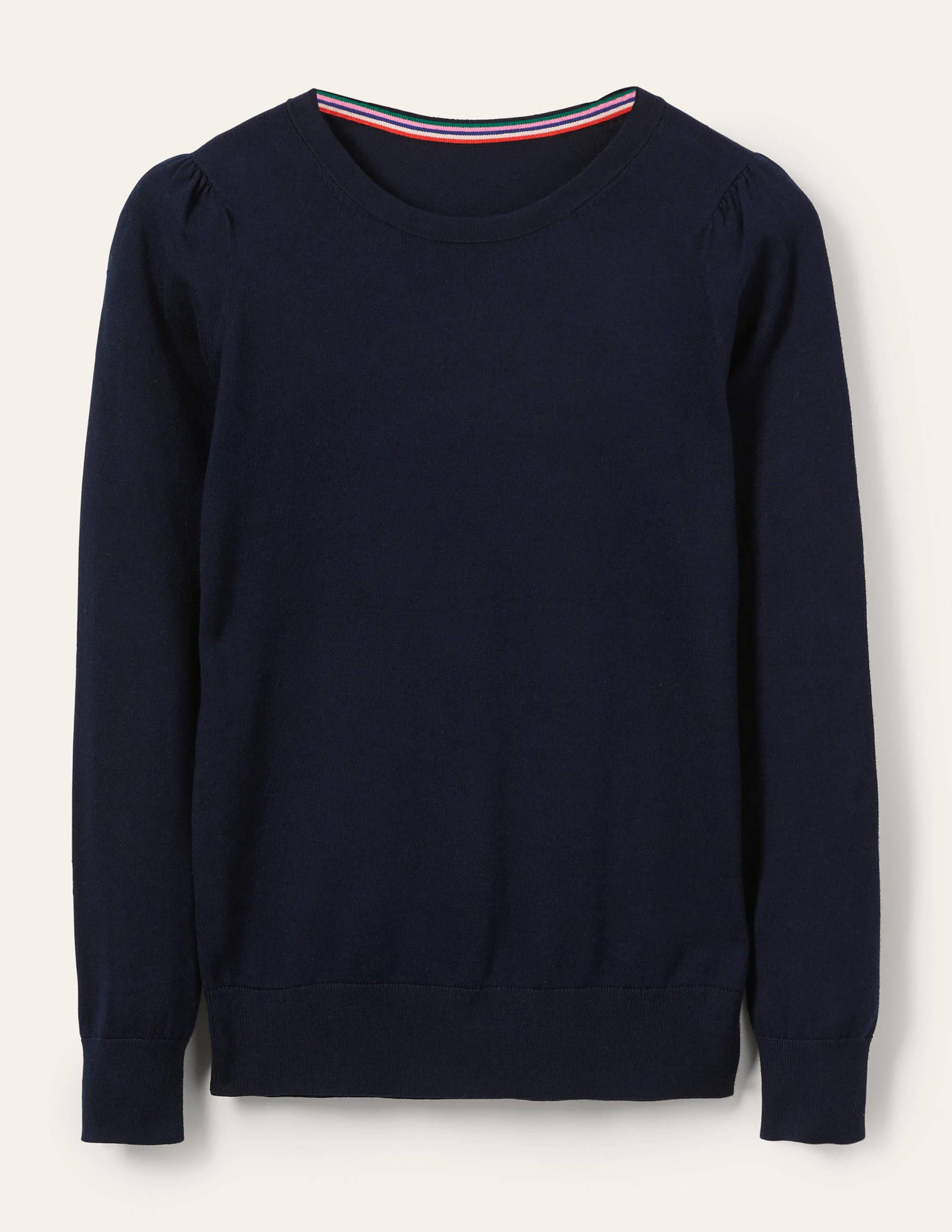 Pull col rond en coton-Bleu marine - Image 10