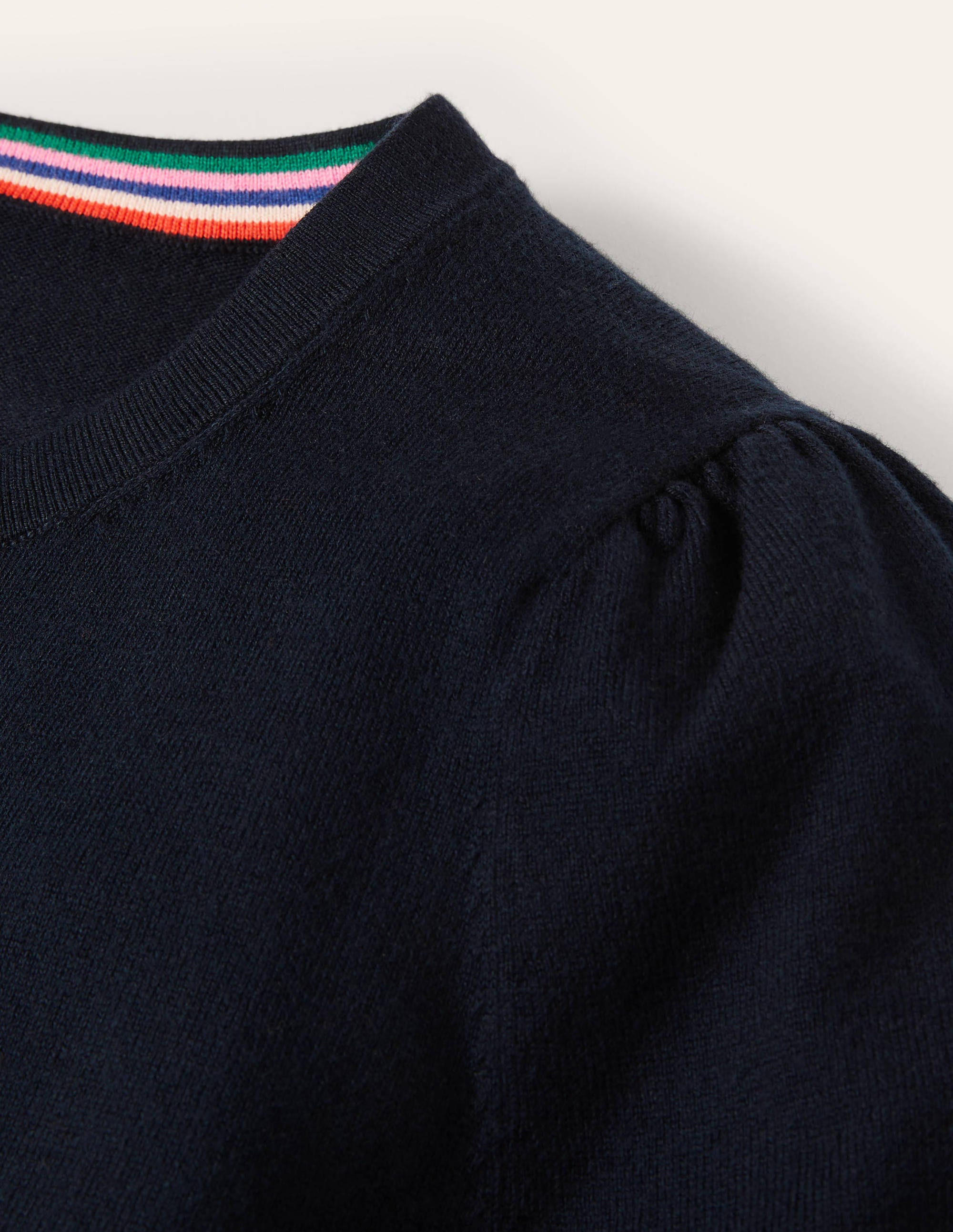 Pull col rond en coton-Bleu marine - Image 11
