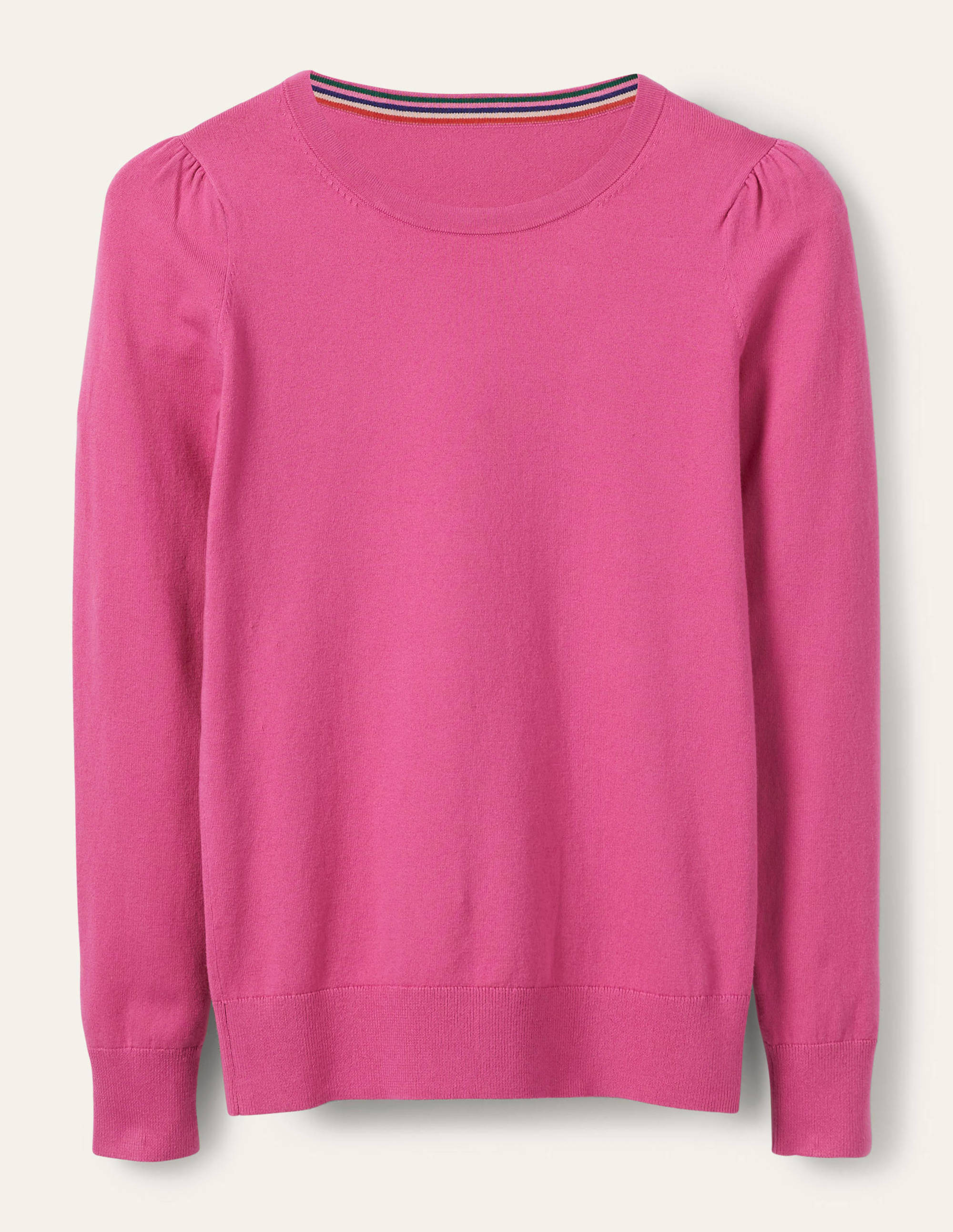 Pull col rond en coton-Rose bonbon - Image 5