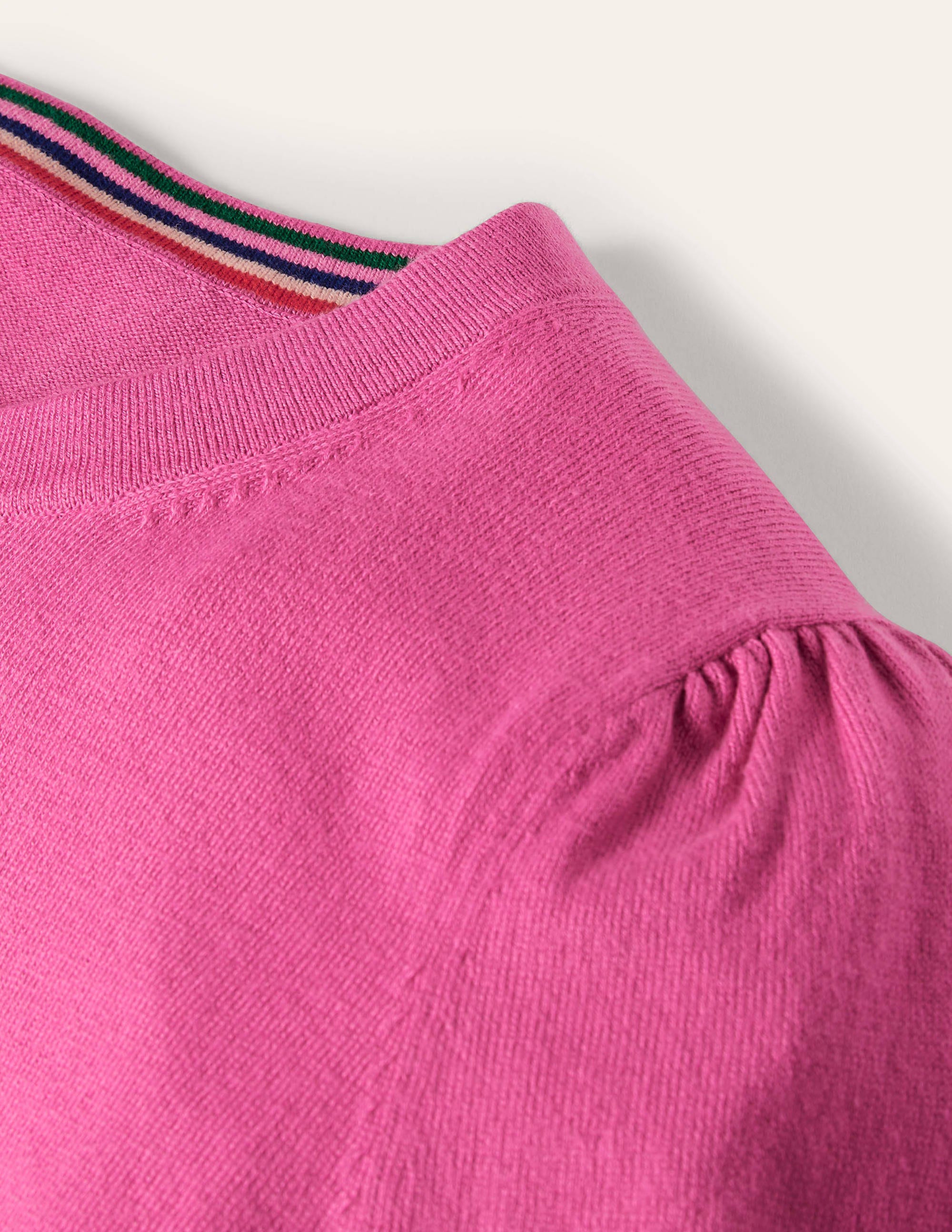 Pull col rond en coton-Rose bonbon - Image 6