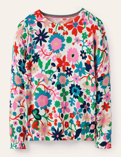 Baumwollpullover mit Rundhalsausschnitt-Naturweiß, Prärie-Blumen-5