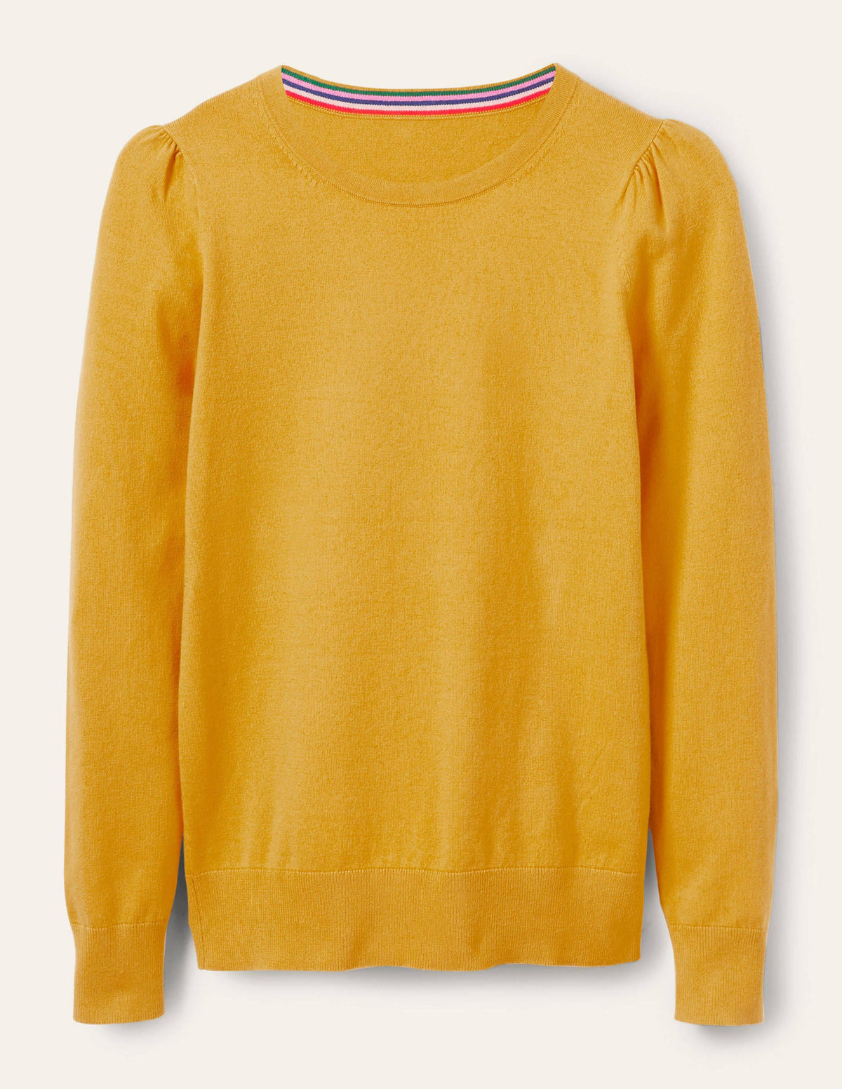 Baumwollpullover mit Rundhalsausschnitt-Honiggold - Image 5